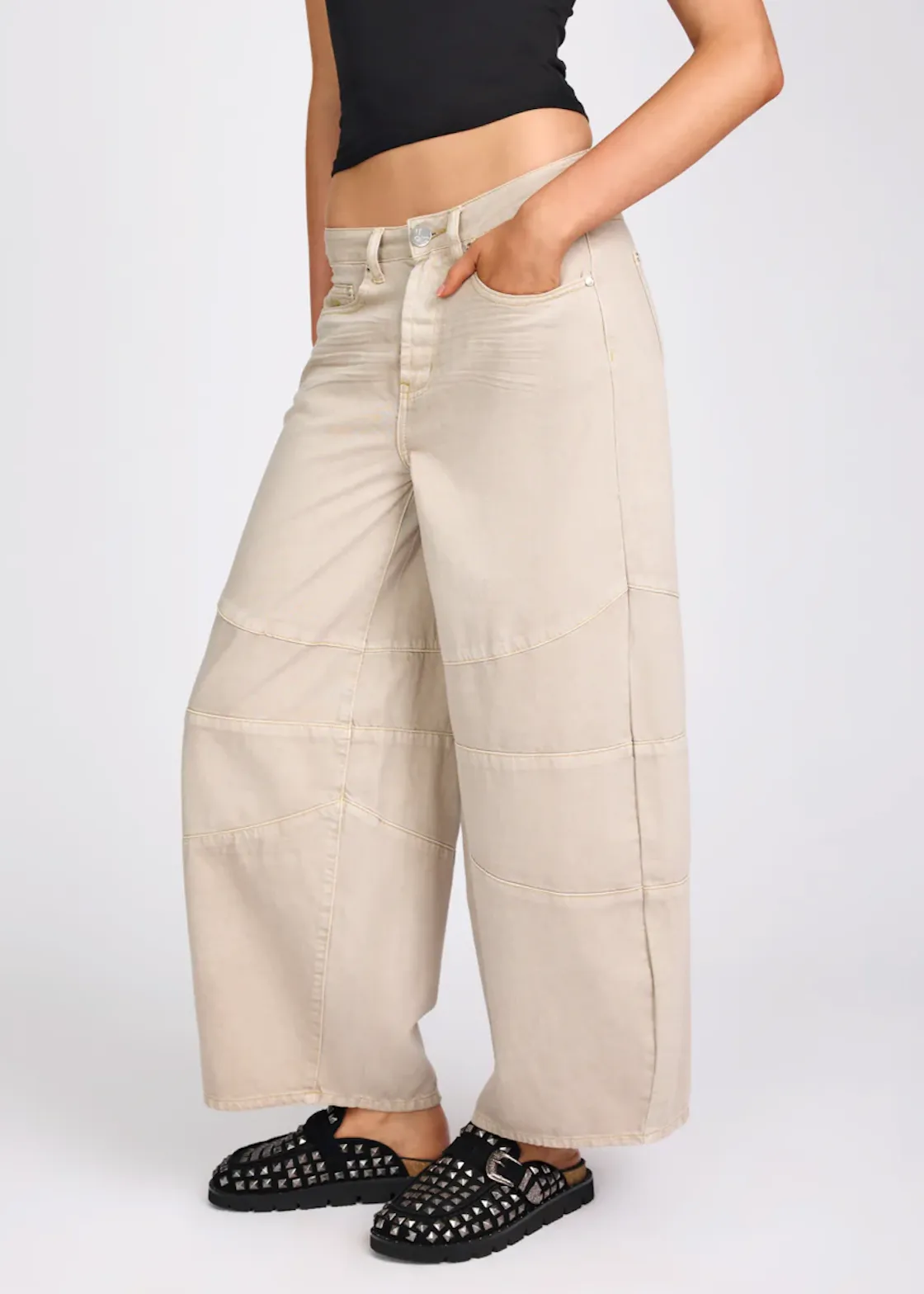 ONE TEASPOON Dove Barrel Mid Waist Denim Jeans - Stone