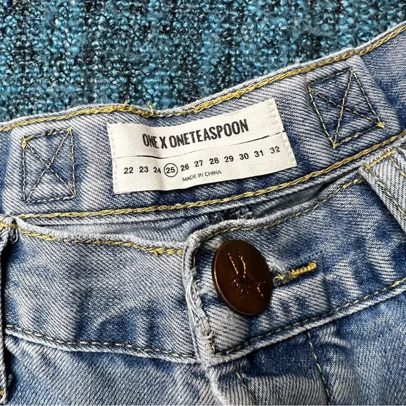 One Teaspoon Le Wolves Distressed Denim Shorts