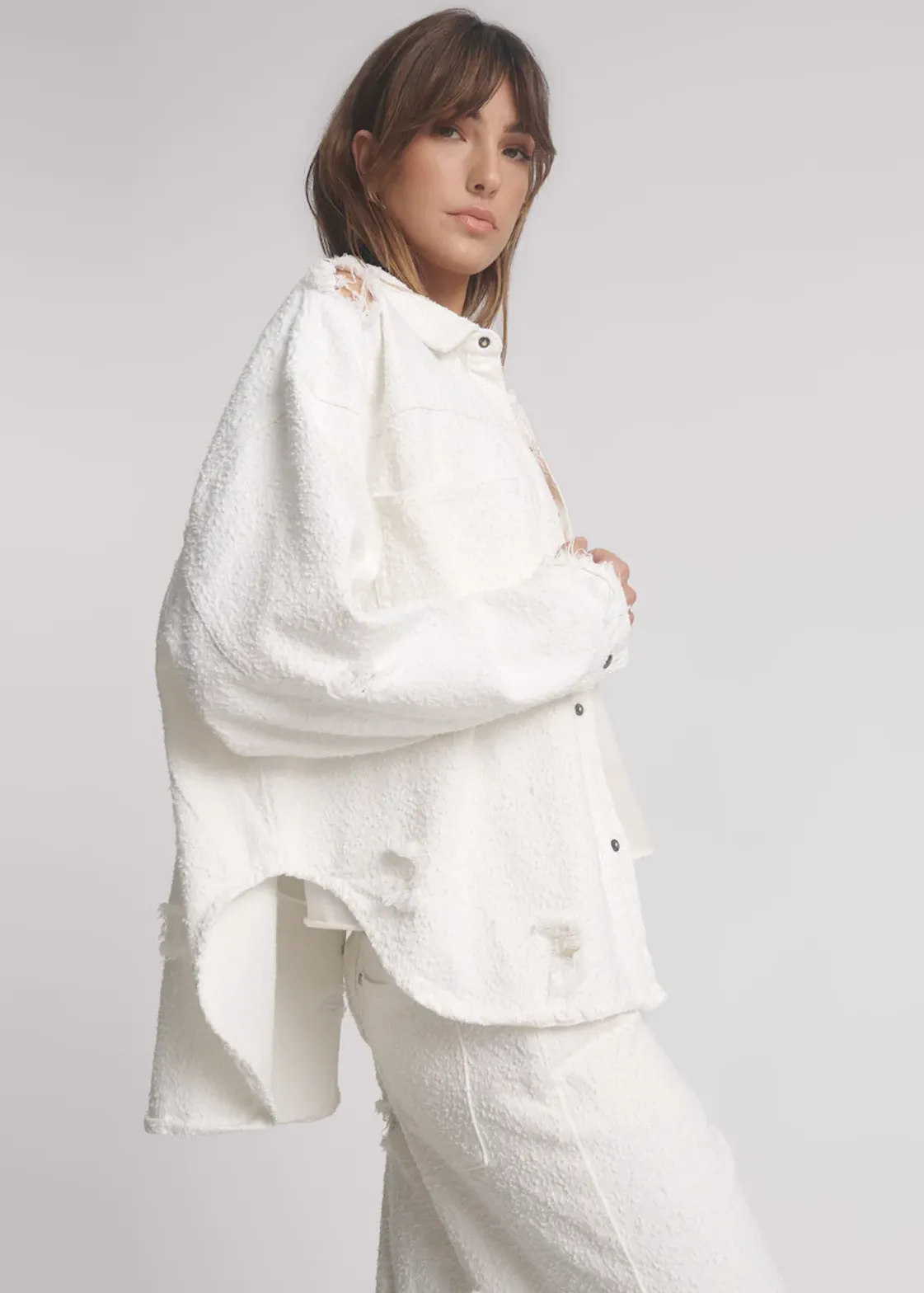 ONE TEASPOON Textured Daria Denim Shacket - White
