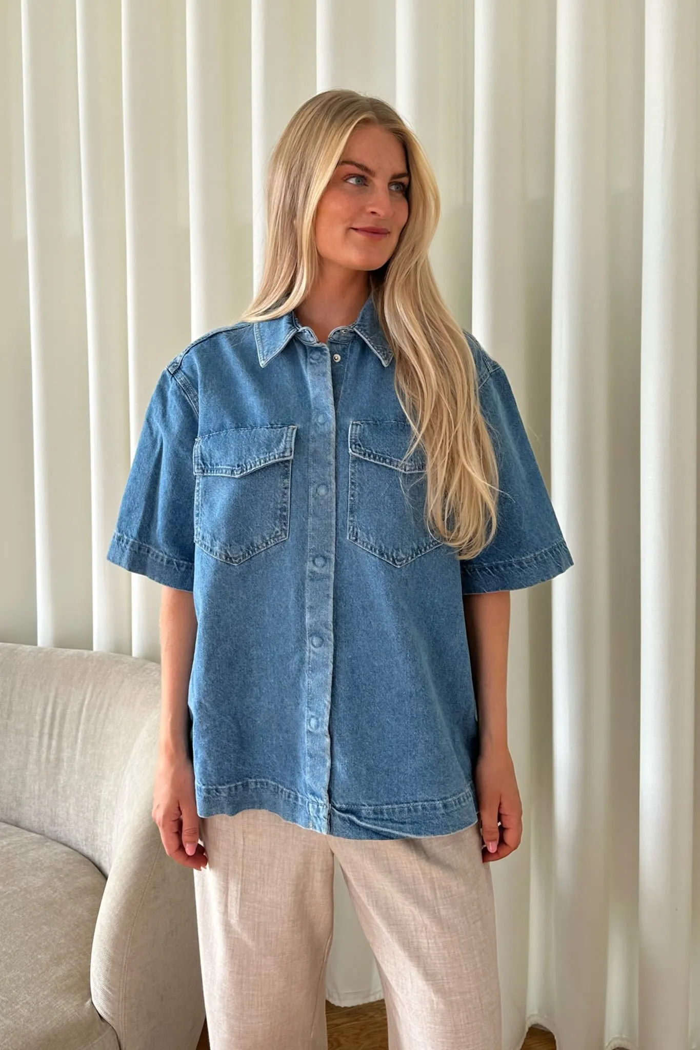 ONLSophie Oversized Skjorte - Lyseblå Denim