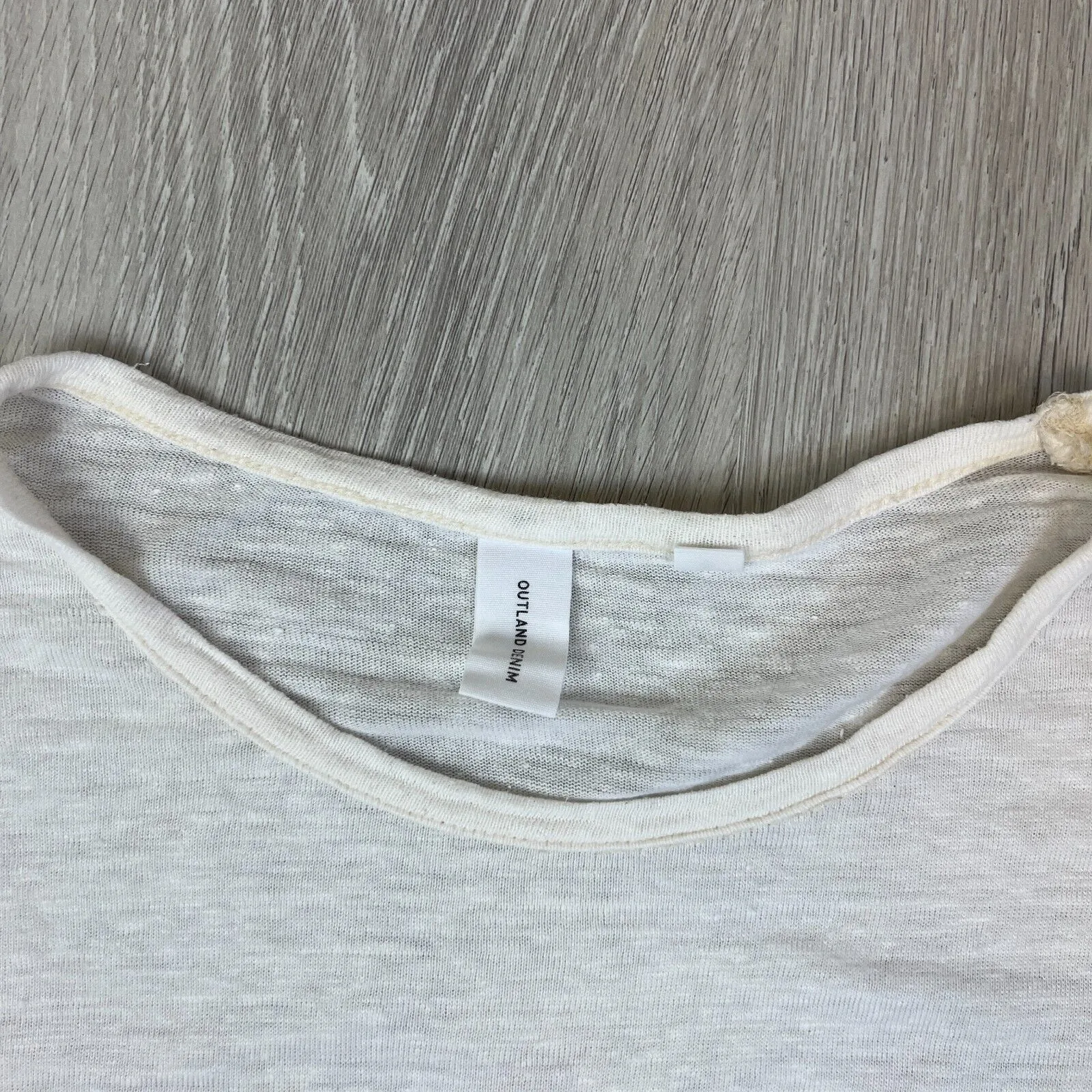 Outland Denim Womens White Linen Oversized Cropped T-Shirt Size Small