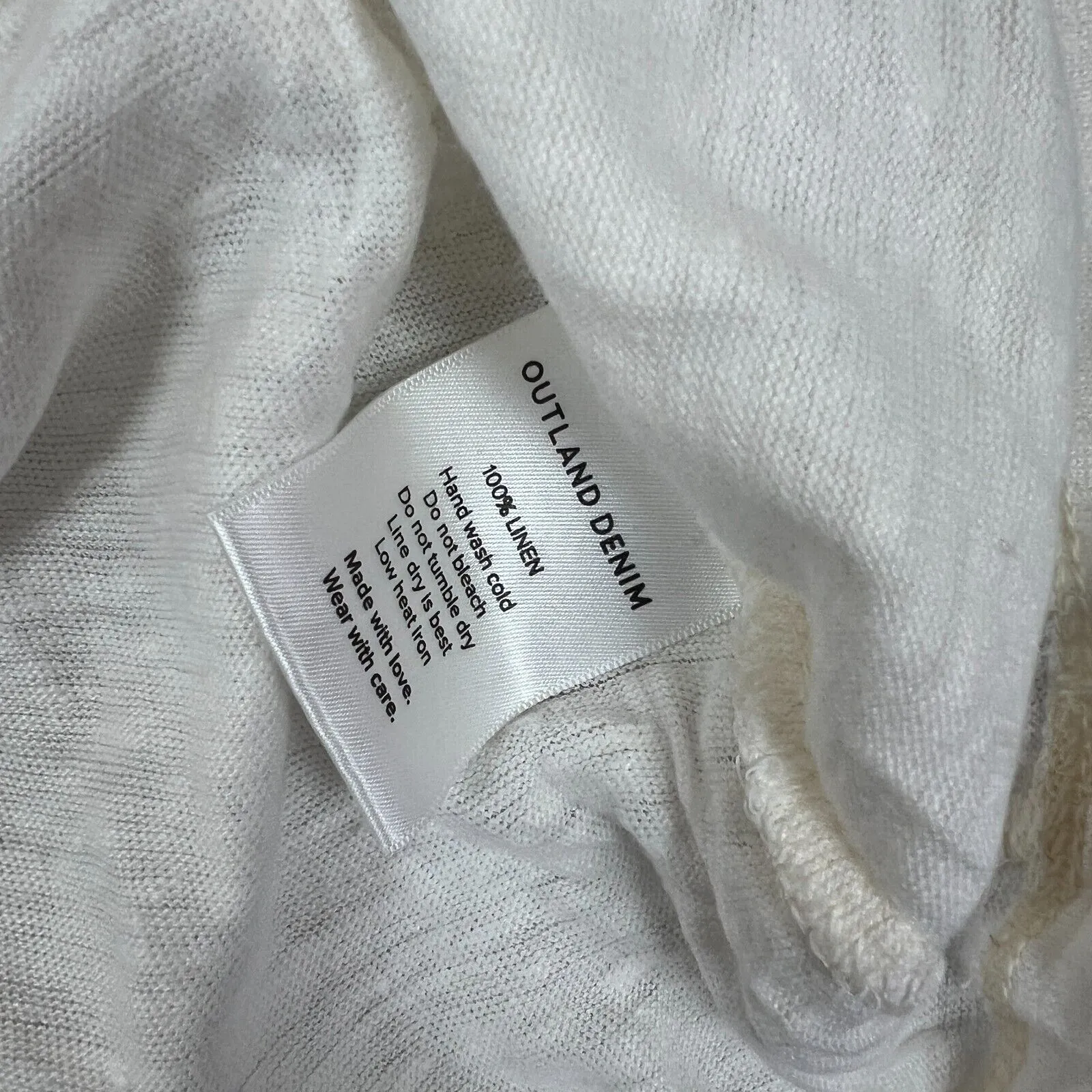 Outland Denim Womens White Linen Oversized Cropped T-Shirt Size Small