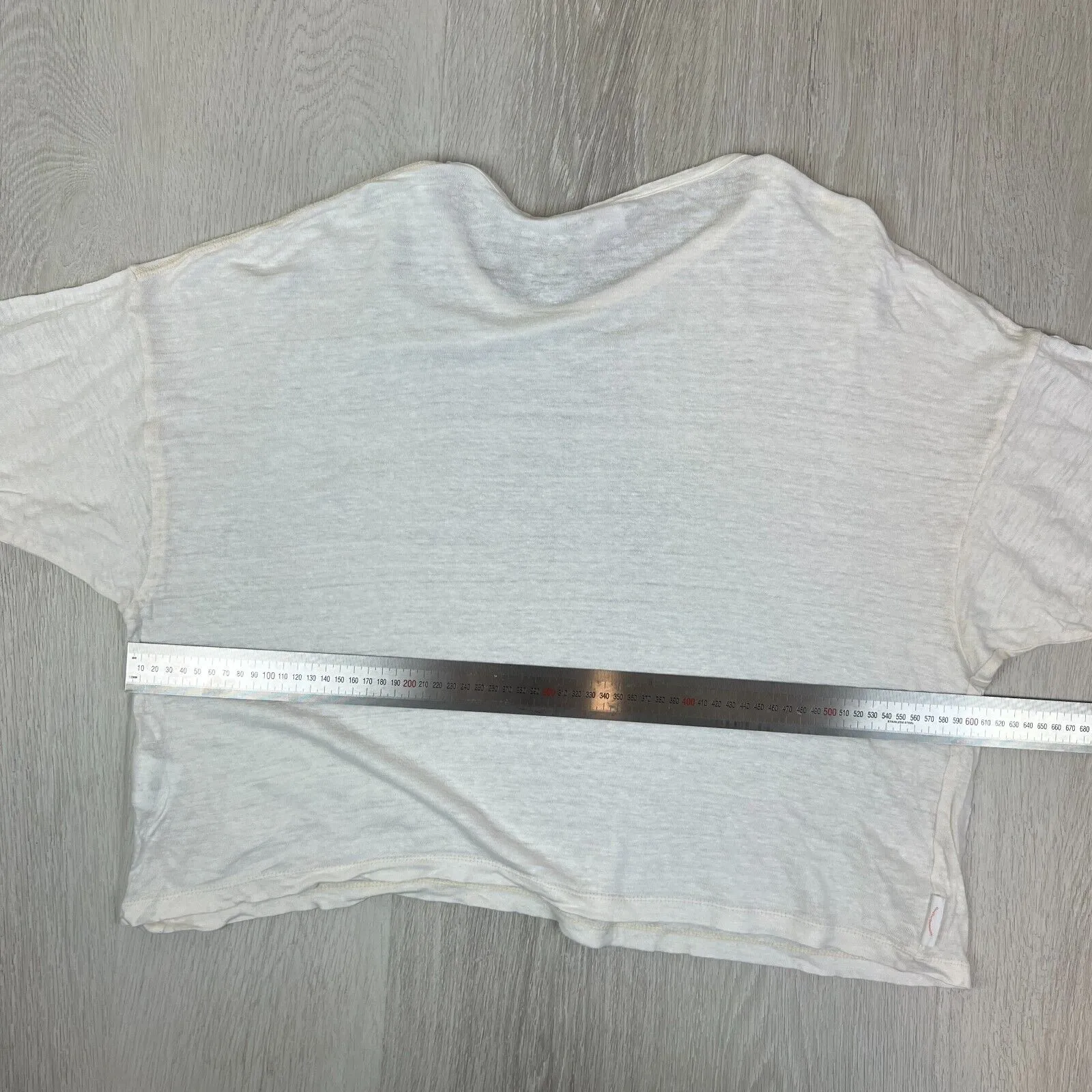 Outland Denim Womens White Linen Oversized Cropped T-Shirt Size Small