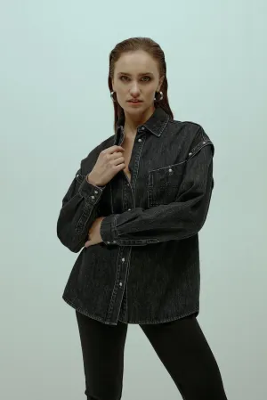 Oversized Denim Jacket With Detachable Sleeves