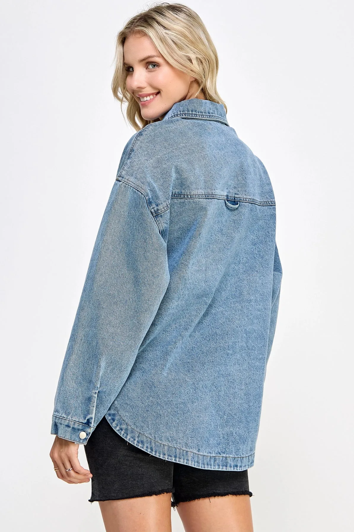 Oversized Denim Shacket {Blue}