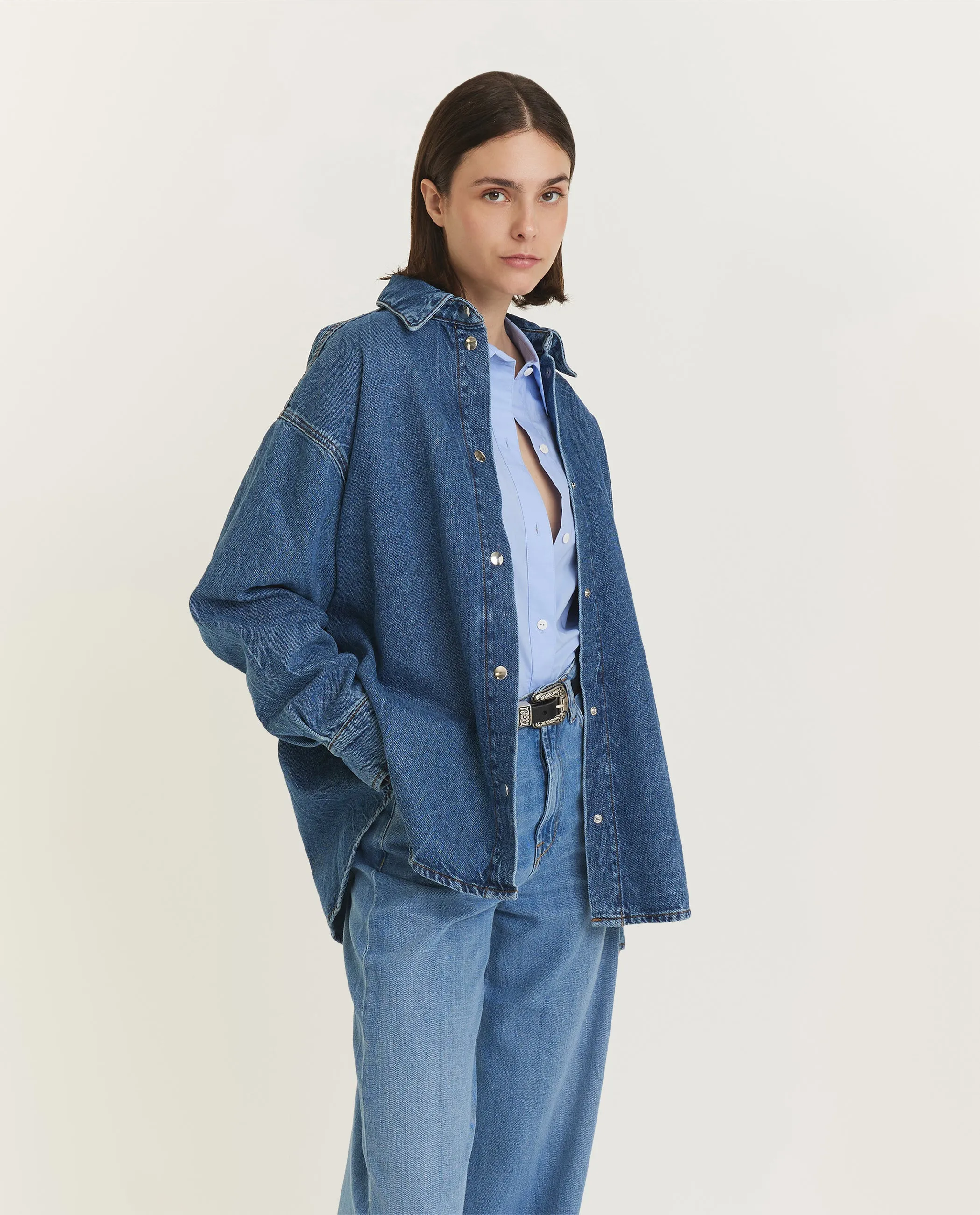 Oversized Denim Shirt - Blauw