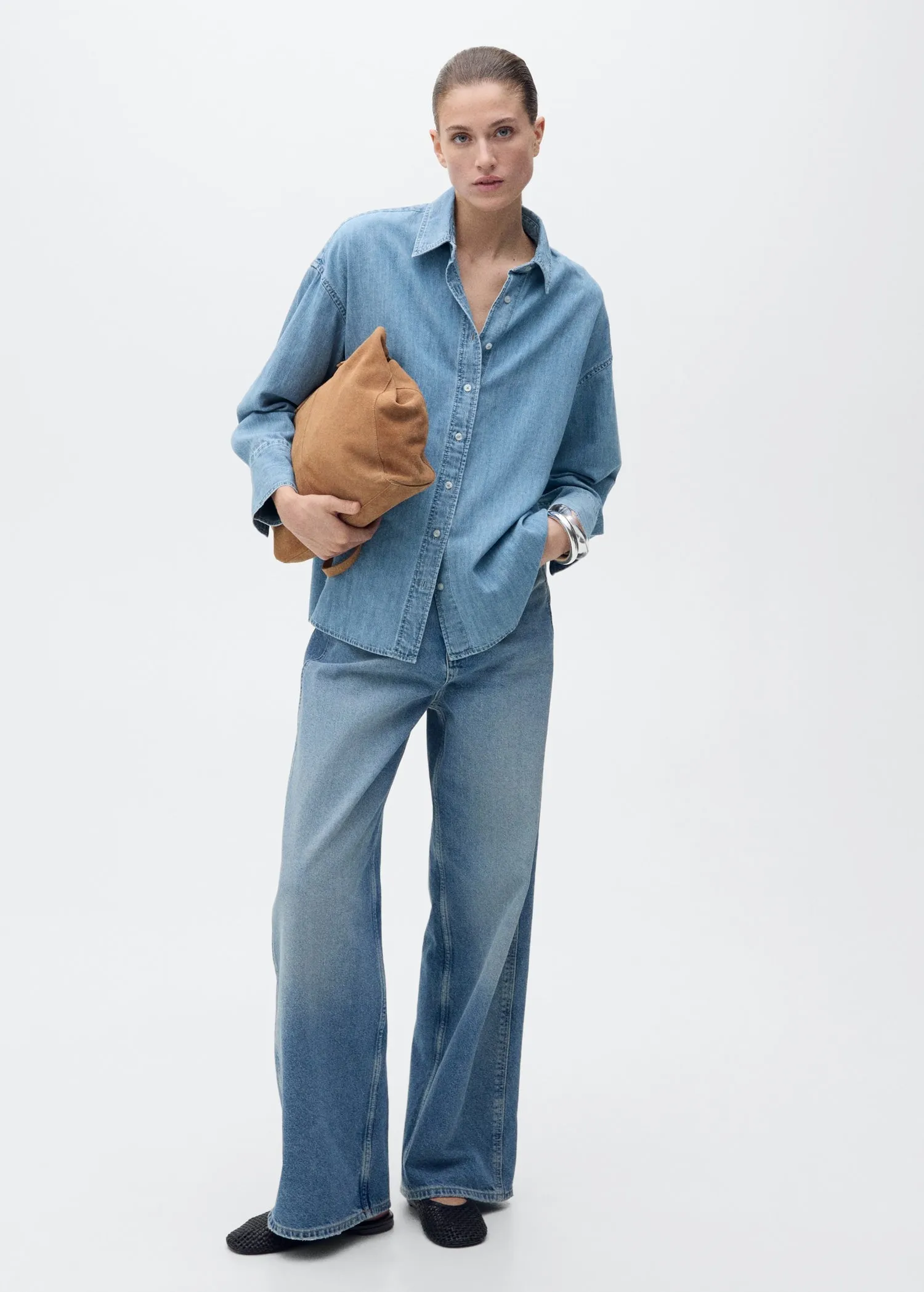 Oversized denim shirt