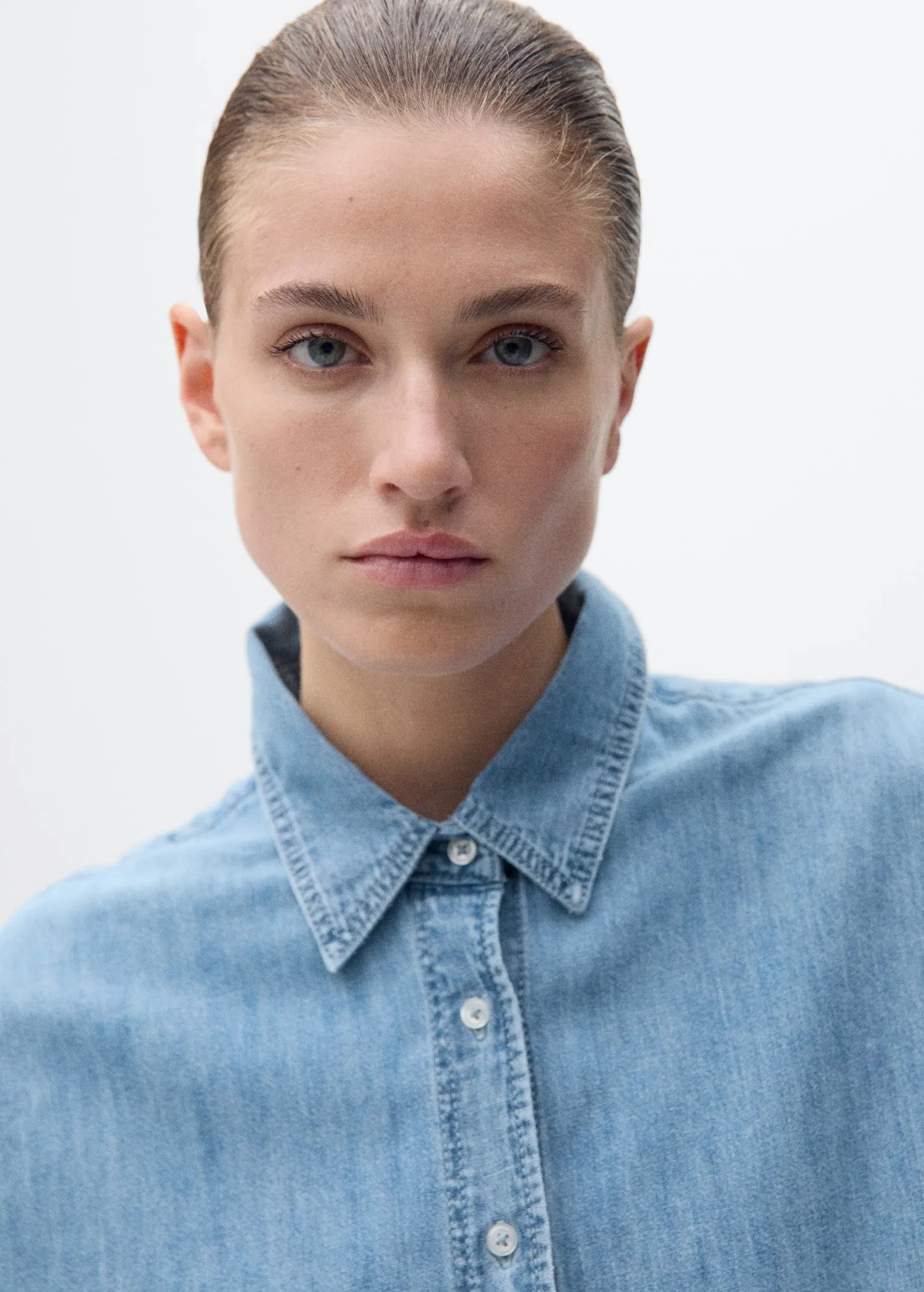 Oversized denim shirt