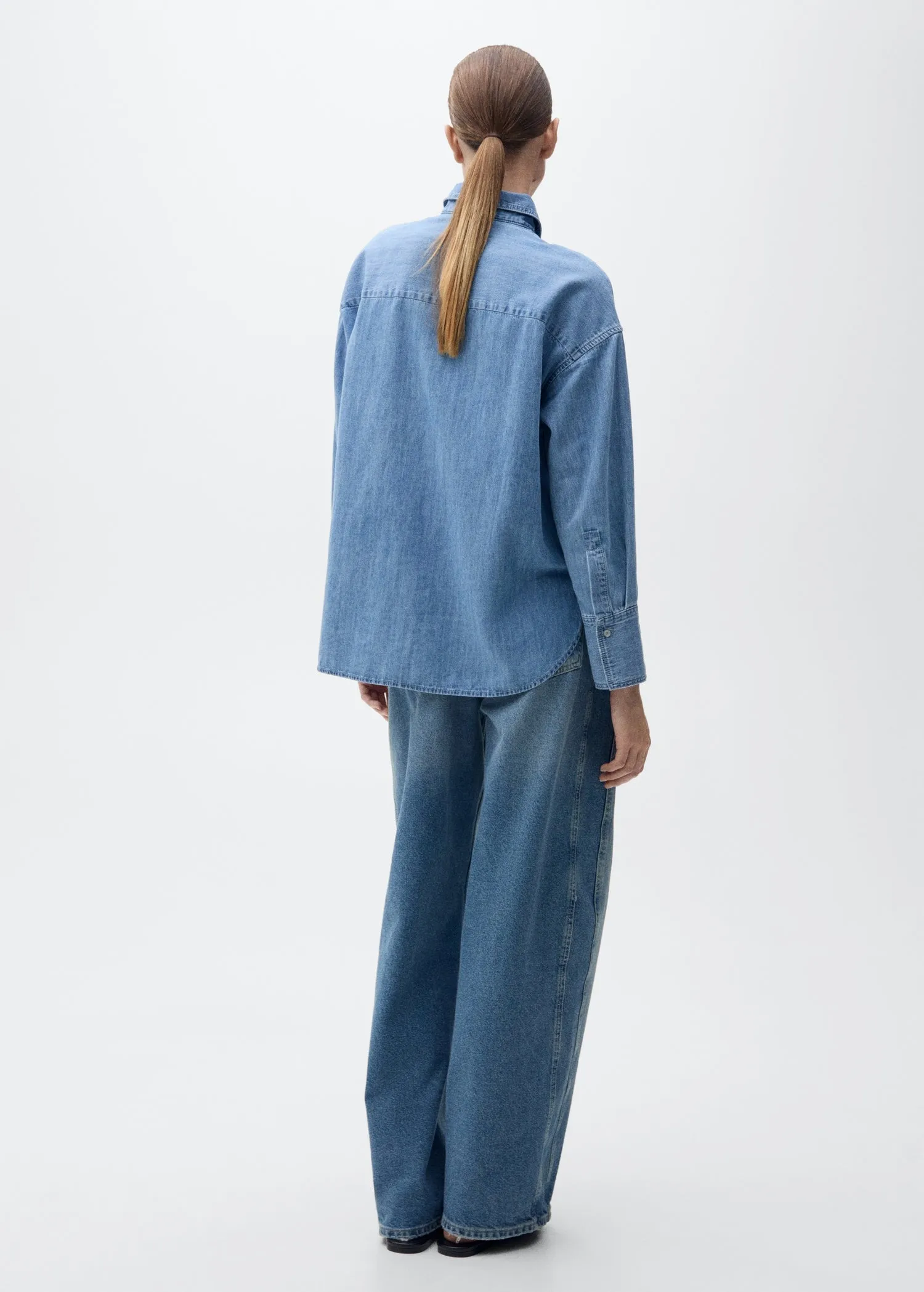 Oversized denim shirt