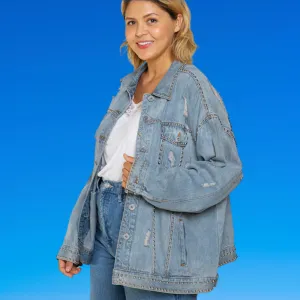 Oversized Studded Denim Jacket
