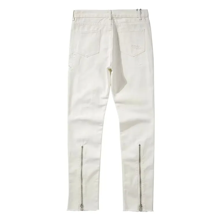 Oversized White Zip Denim