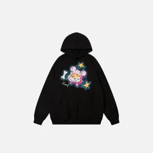 Oversized Y2K Double-Hooded Embroidery Gothic Hoodie