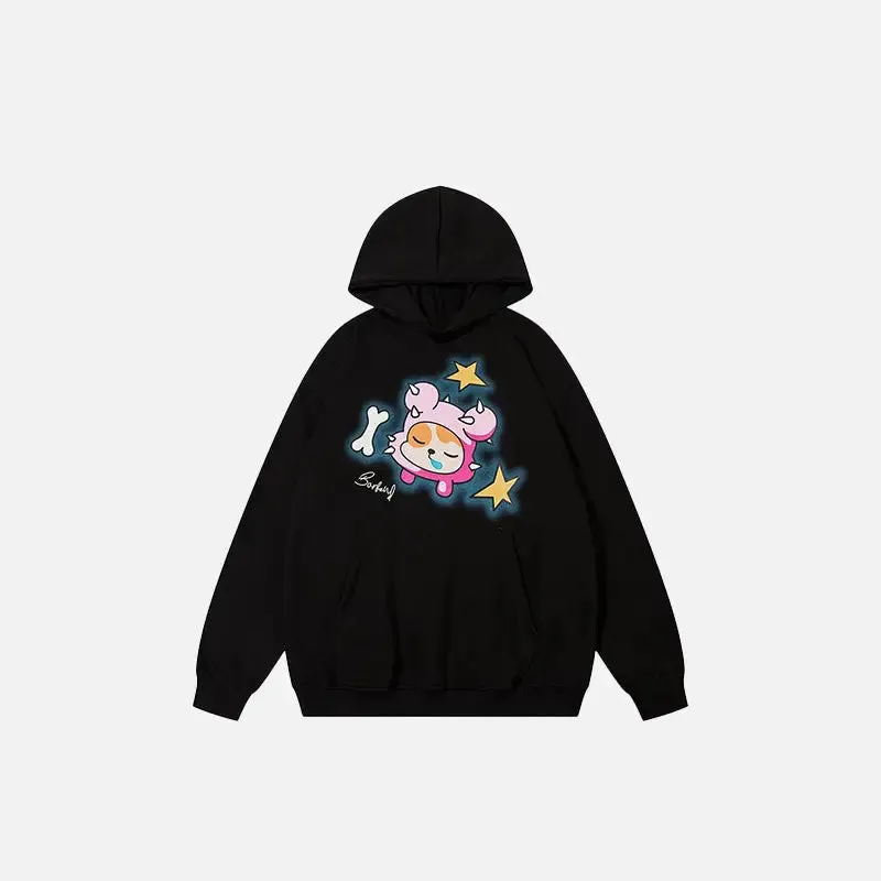 Oversized Y2K Double-Hooded Embroidery Gothic Hoodie
