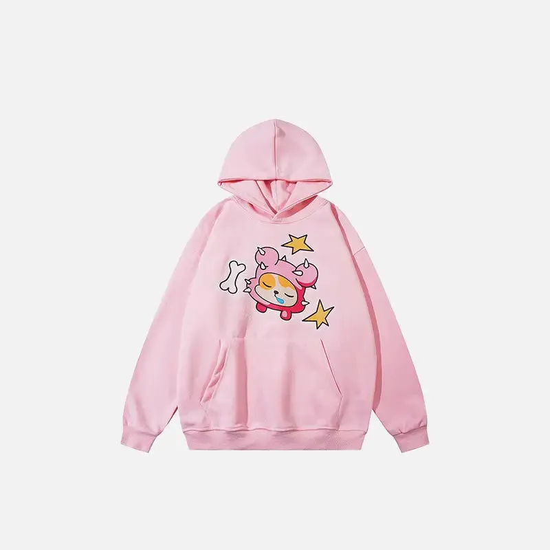 Oversized Y2K Double-Hooded Embroidery Gothic Hoodie