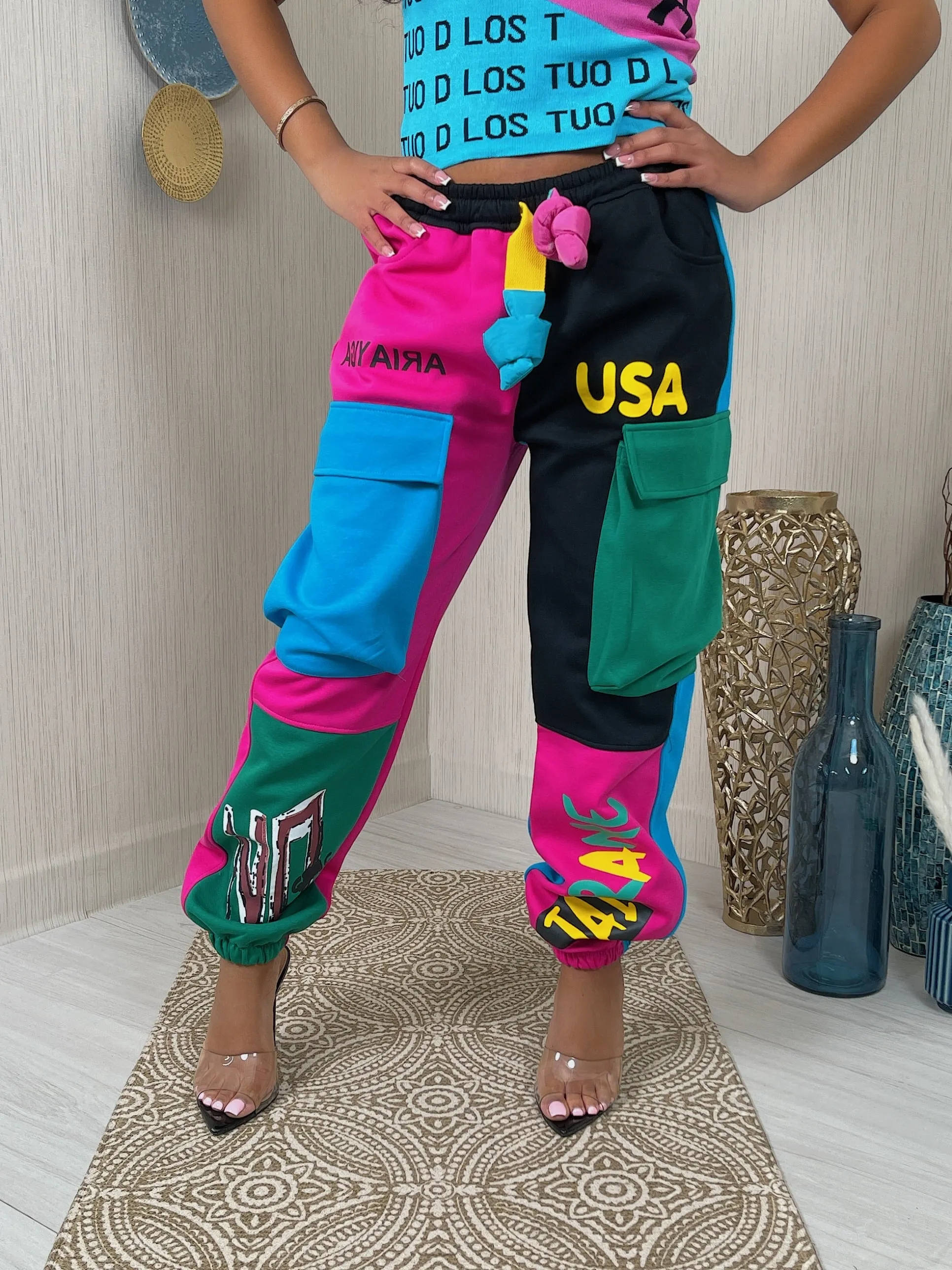 P9857P - FLEECE MULTI PRINT CARGO JOGGER