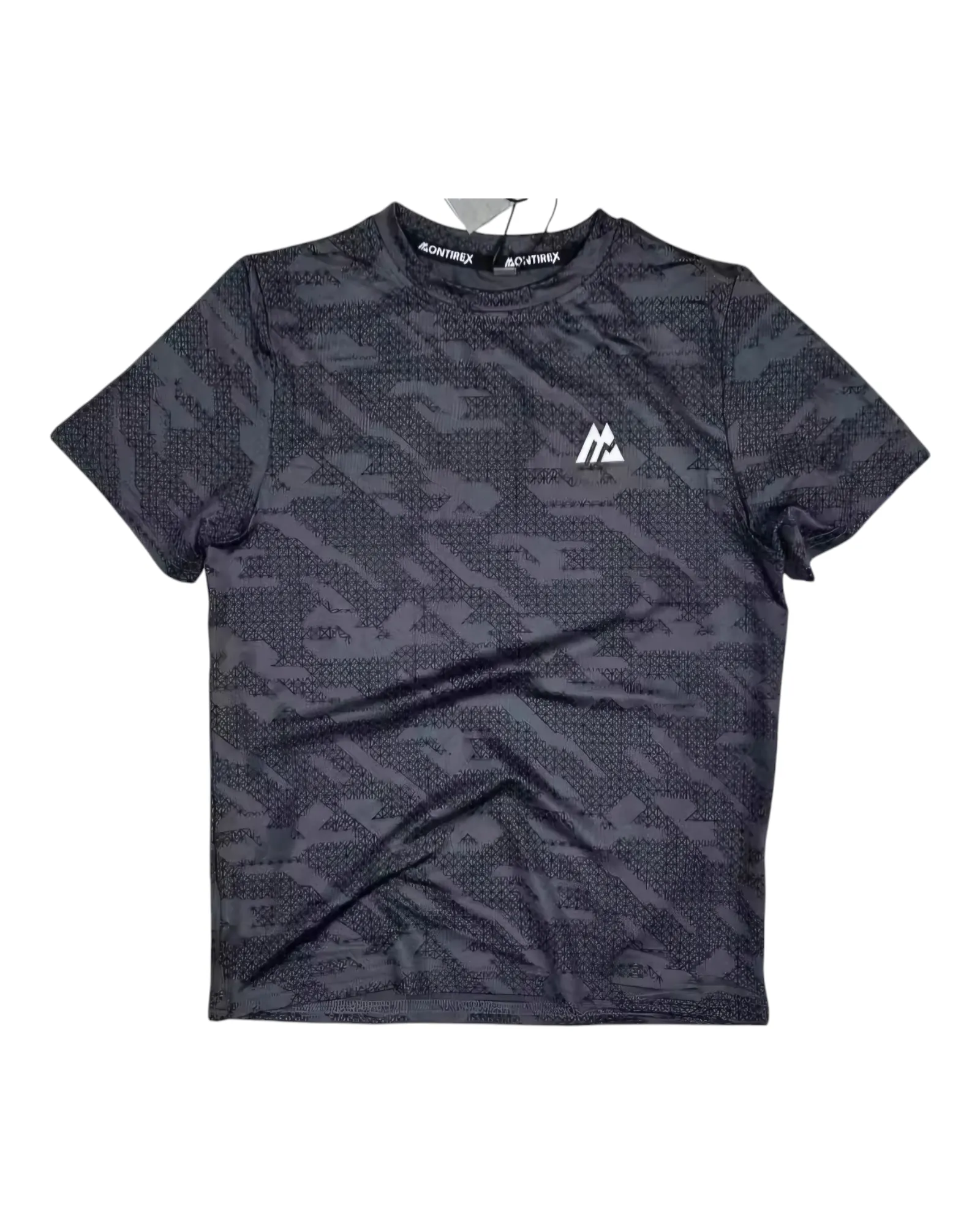 Patterned Black Sports Activewear T-Shirt