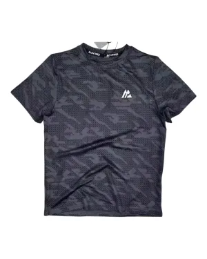 Patterned Black Sports Activewear T-Shirt