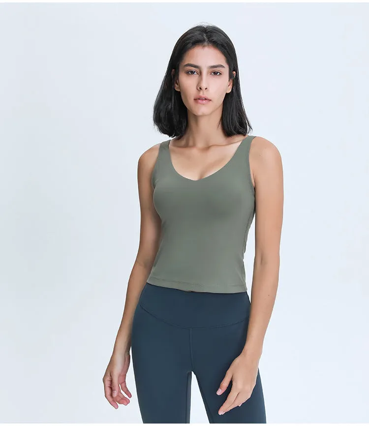 Phoebe V Neck Tank Bra Top (S-L)