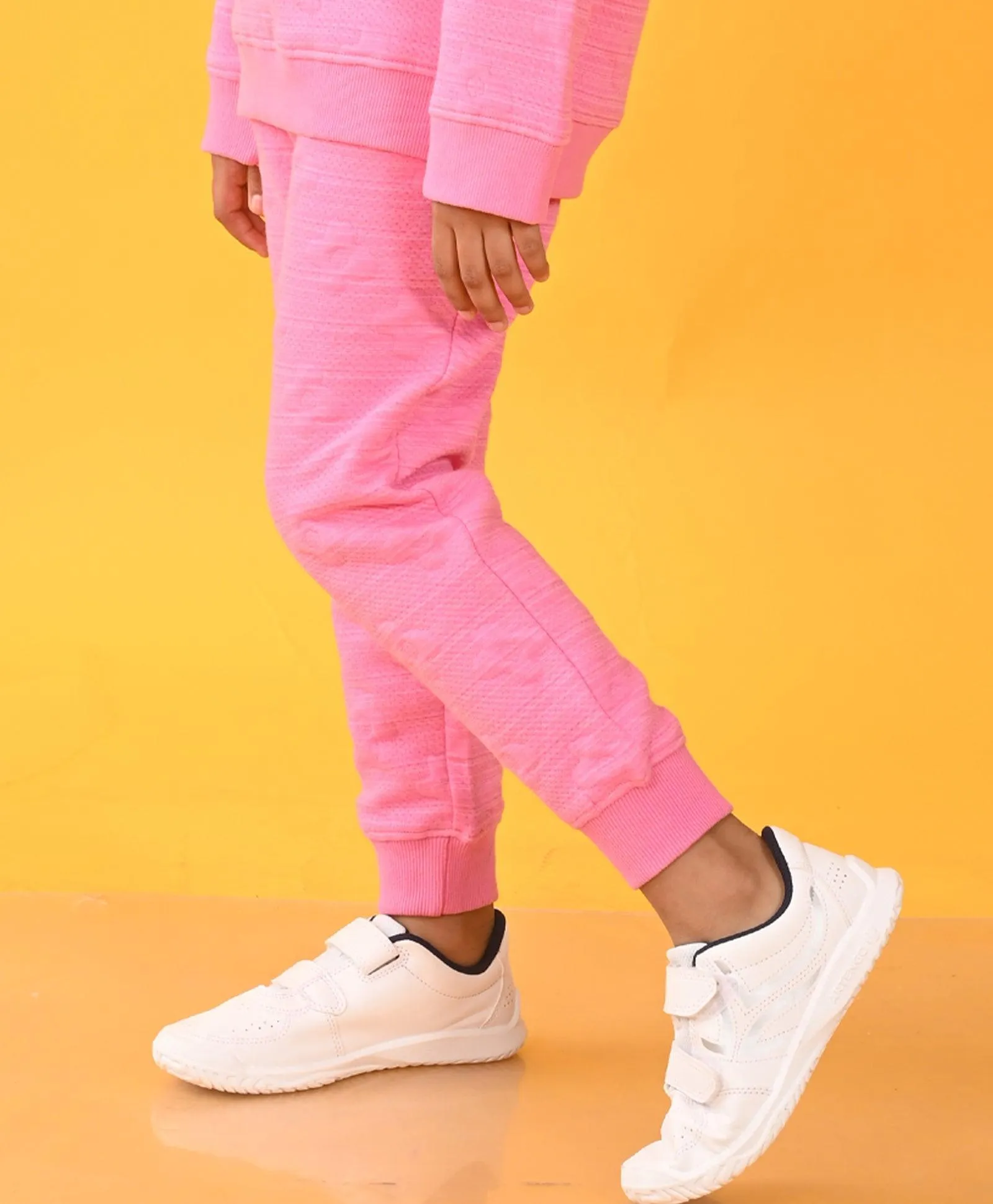 PINK FLOWER QUILTED GIRLS JOGGER - PINK