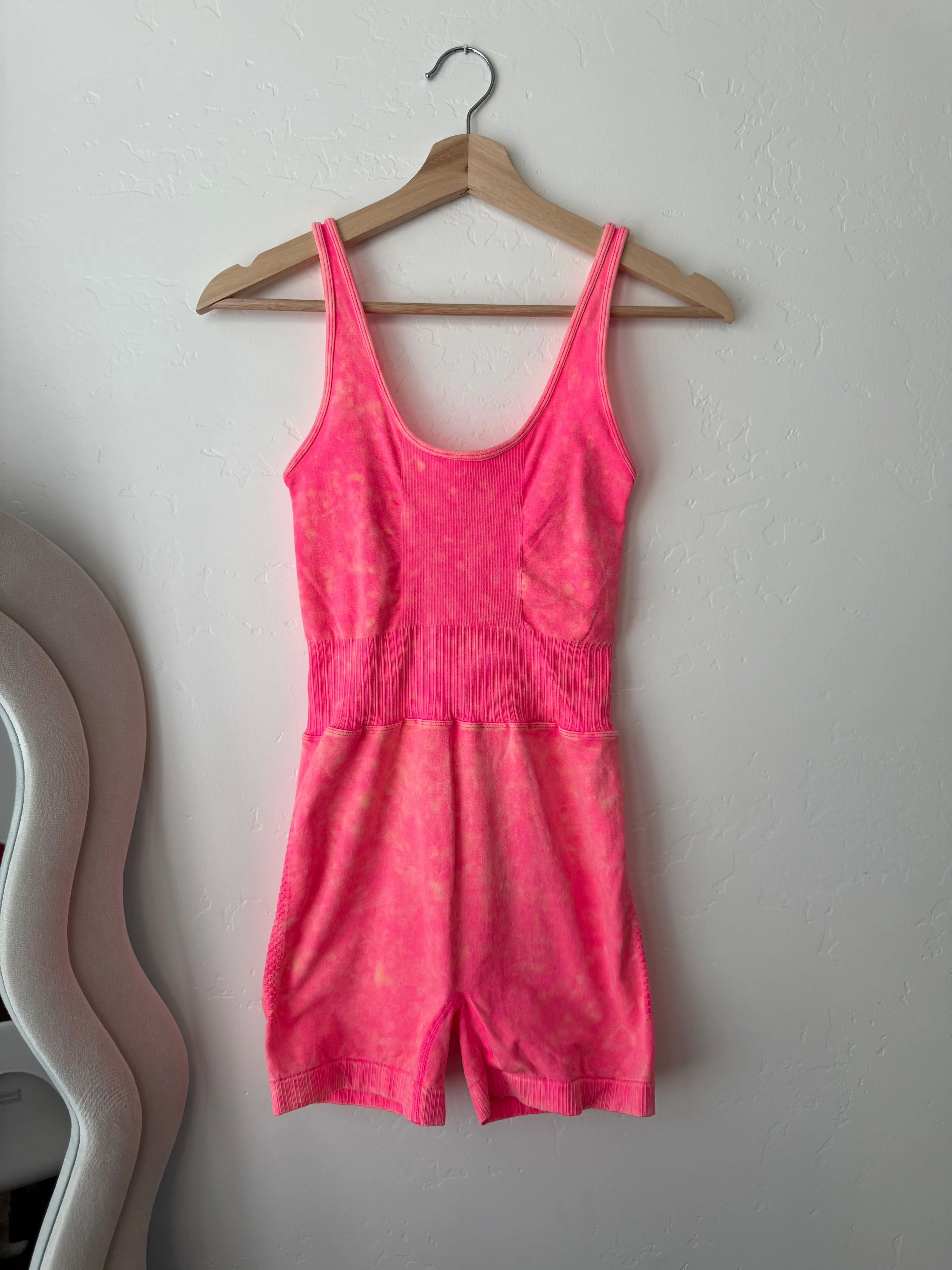 Pink washed sports romper