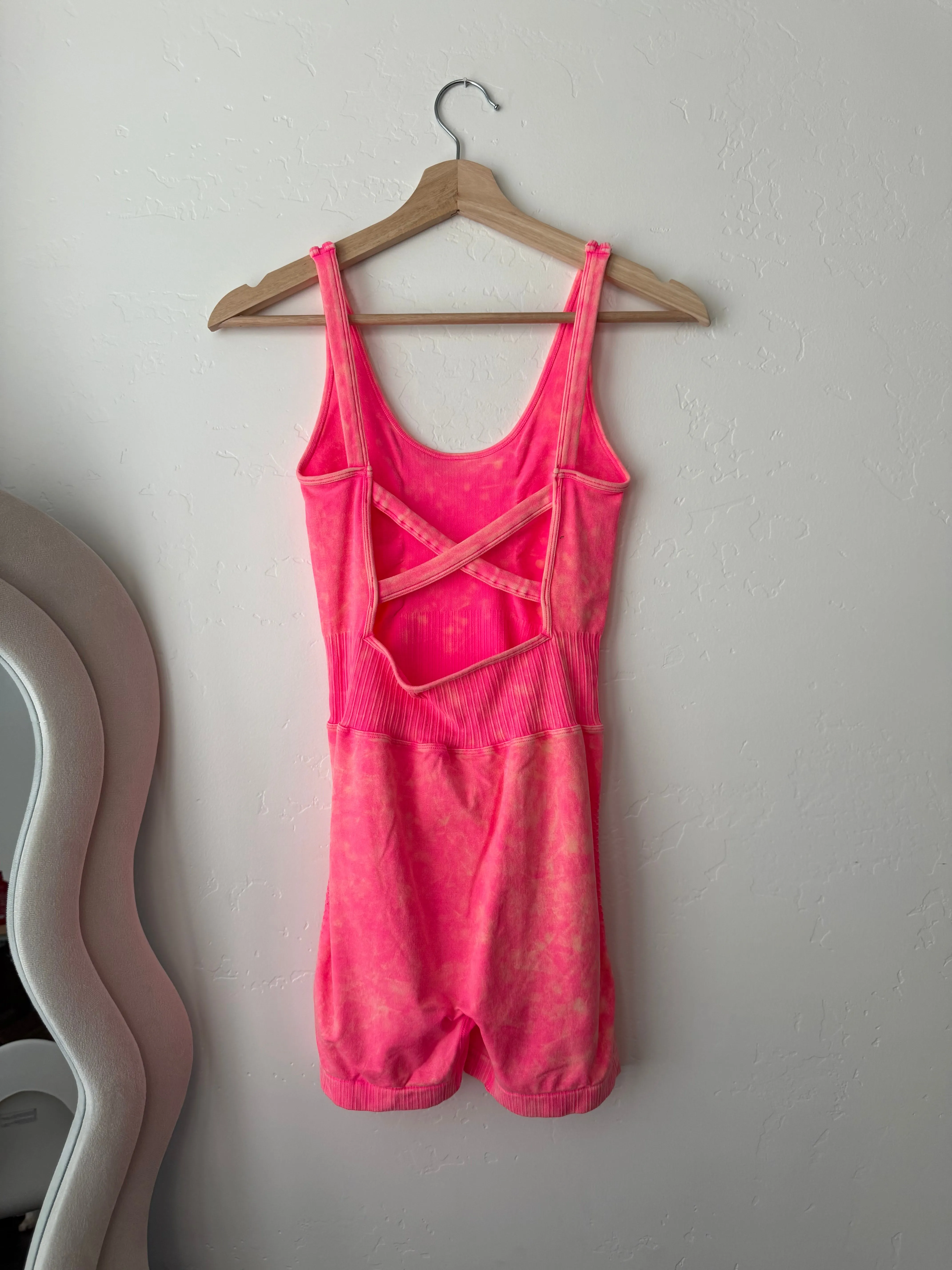 Pink washed sports romper