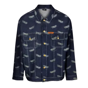PLANE Indigo Engraved Denim Oversized Jacket