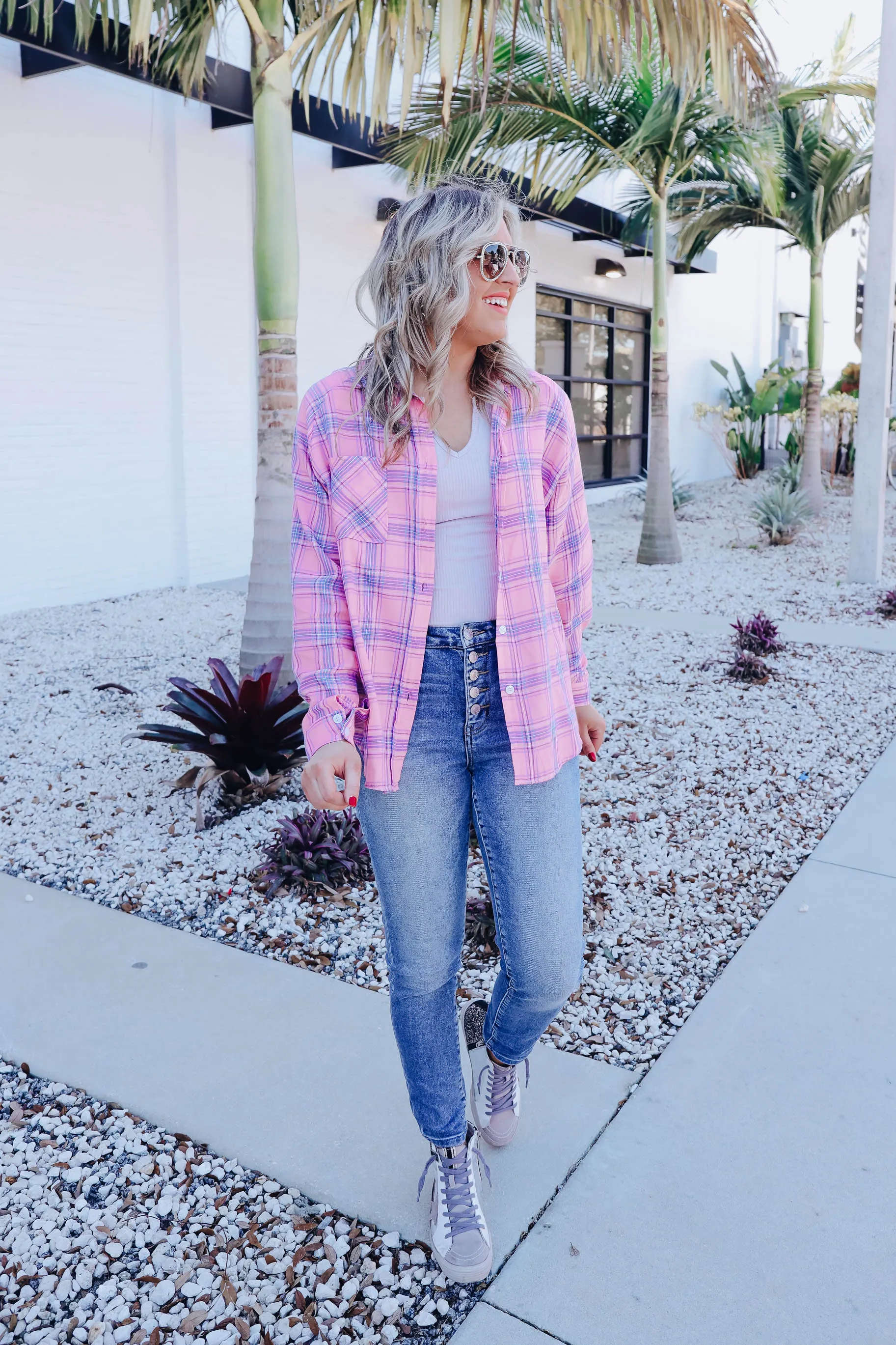 Precious Pink Plaid Shirt