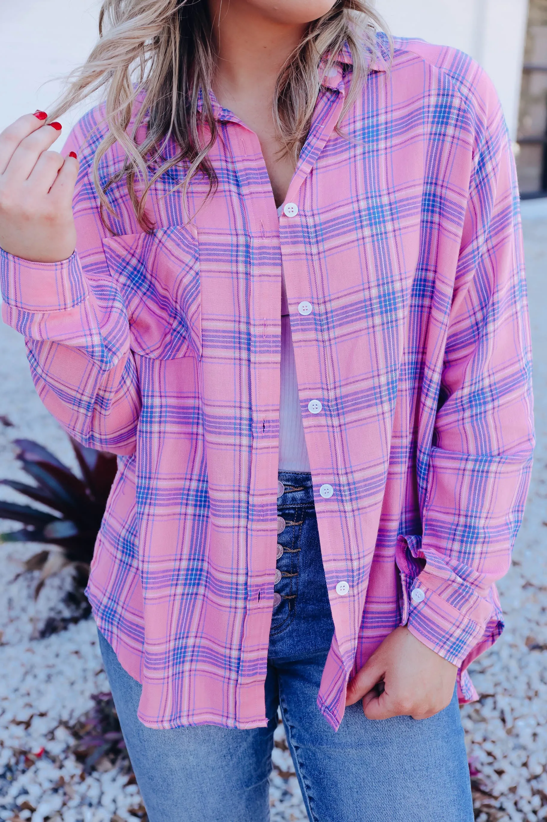 Precious Pink Plaid Shirt