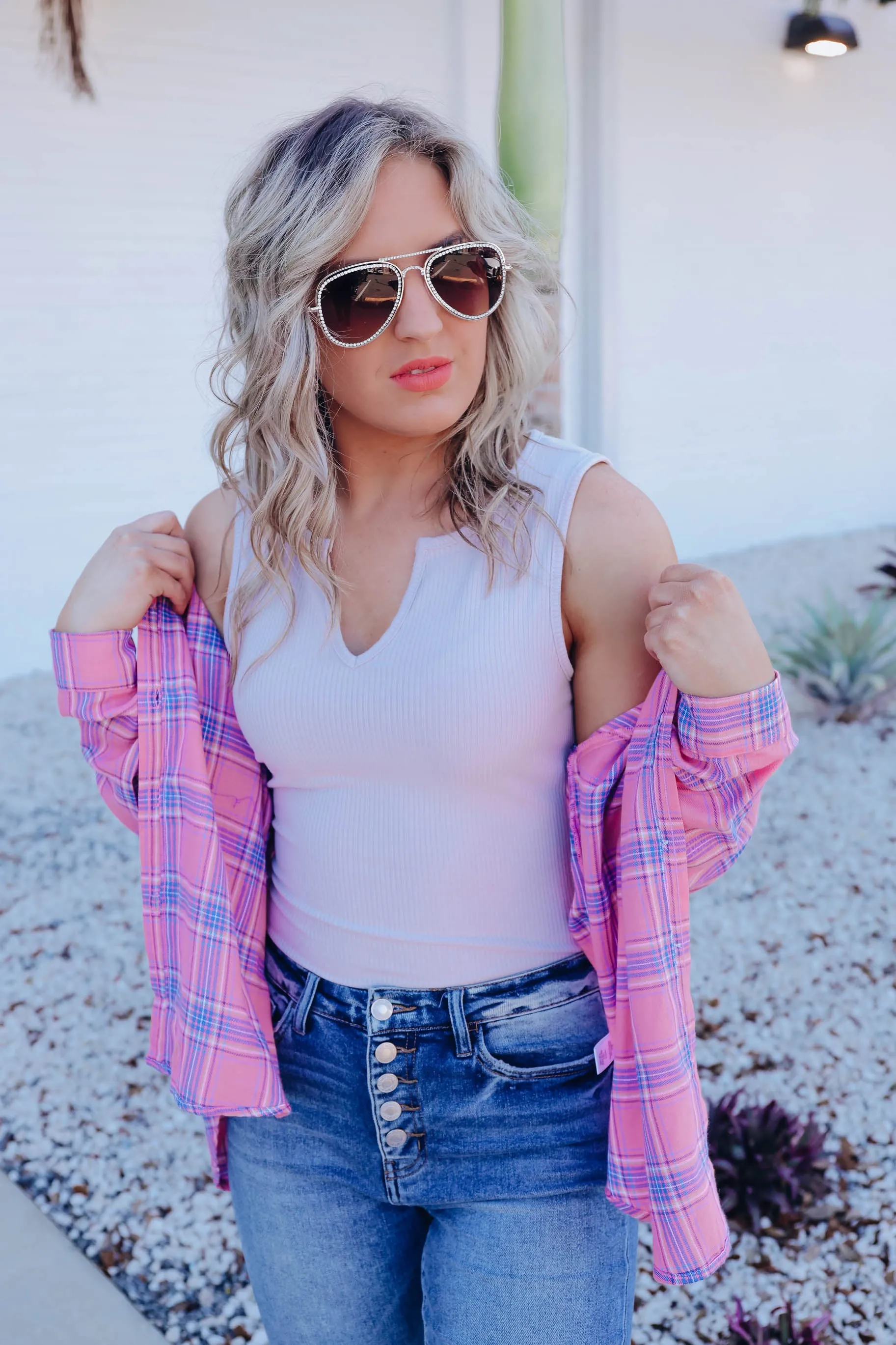 Precious Pink Plaid Shirt