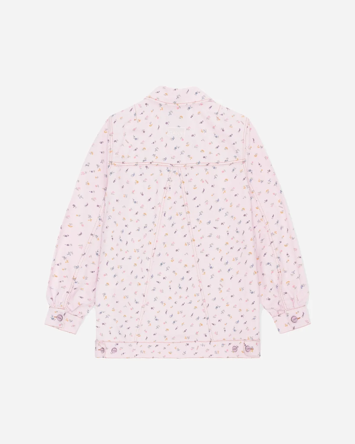 Print Denim Oversized Jacket - Pink Tulle