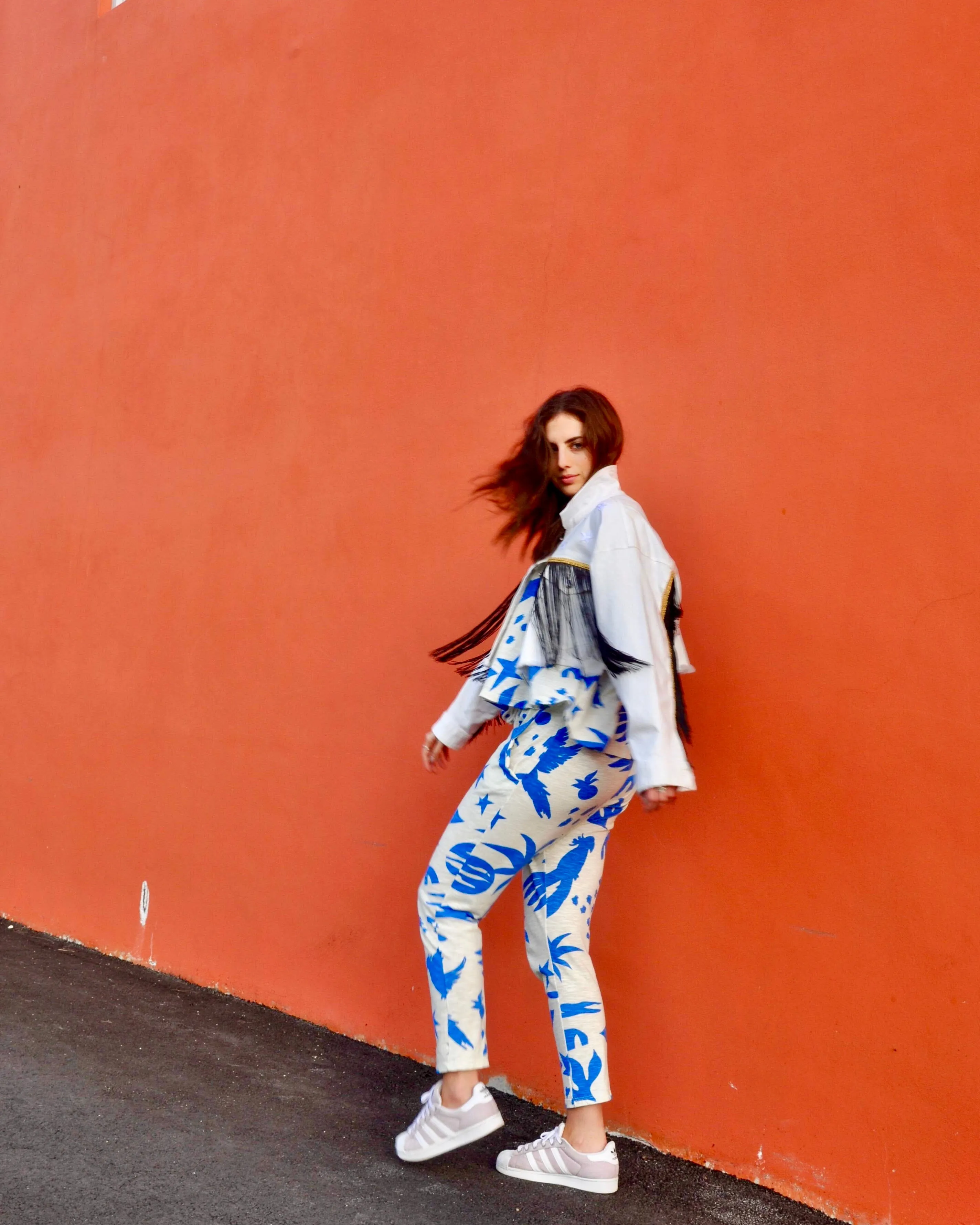 Protected white cropped Denim Jacket