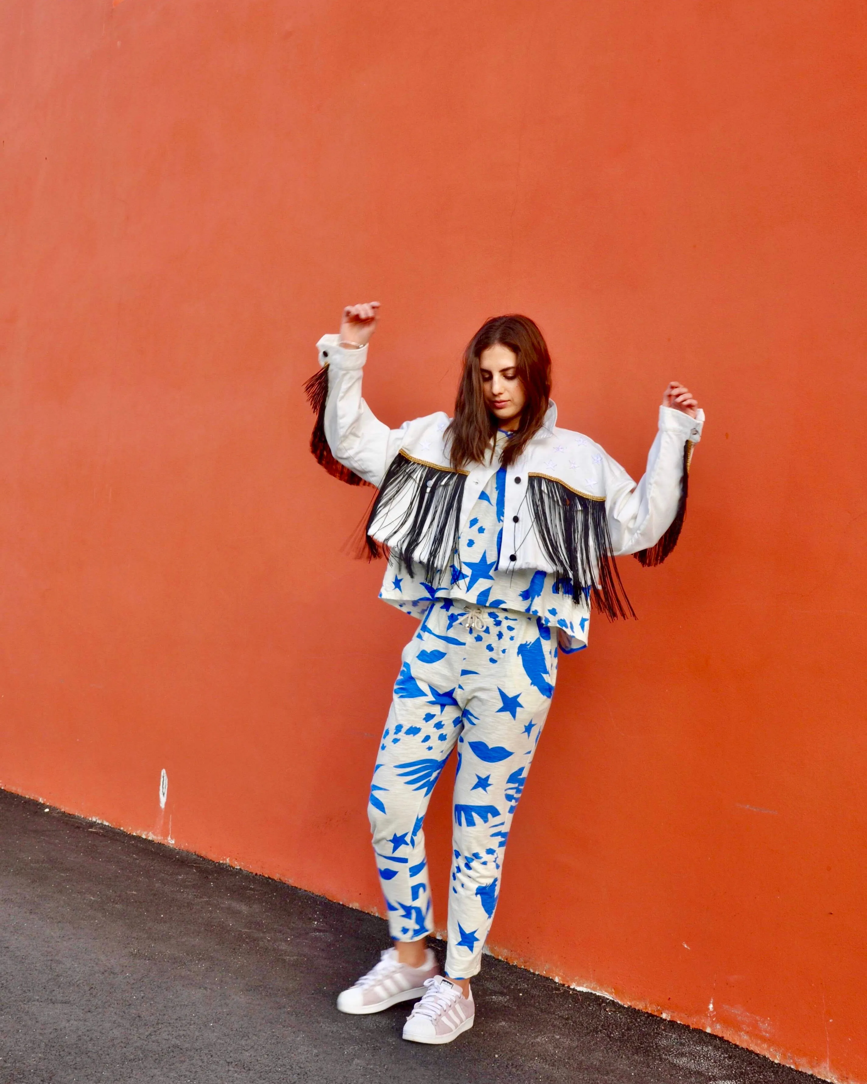 Protected white cropped Denim Jacket