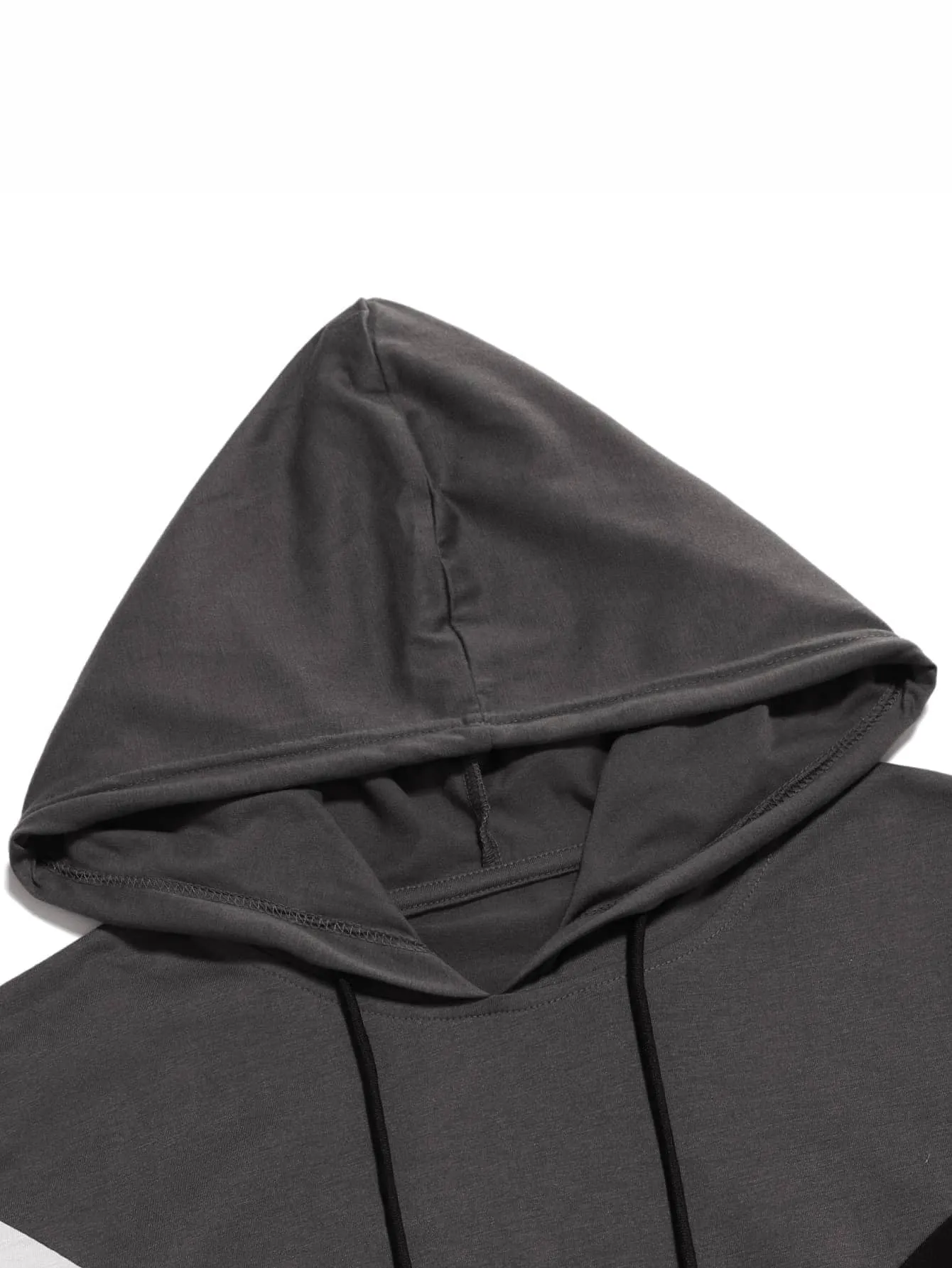 QA ROMWE Prep Men Letter Graphic Colorblock Hooded Tee