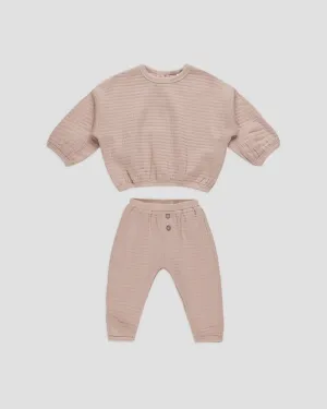 Quincy Mae - Textured Sweat Set - Blush