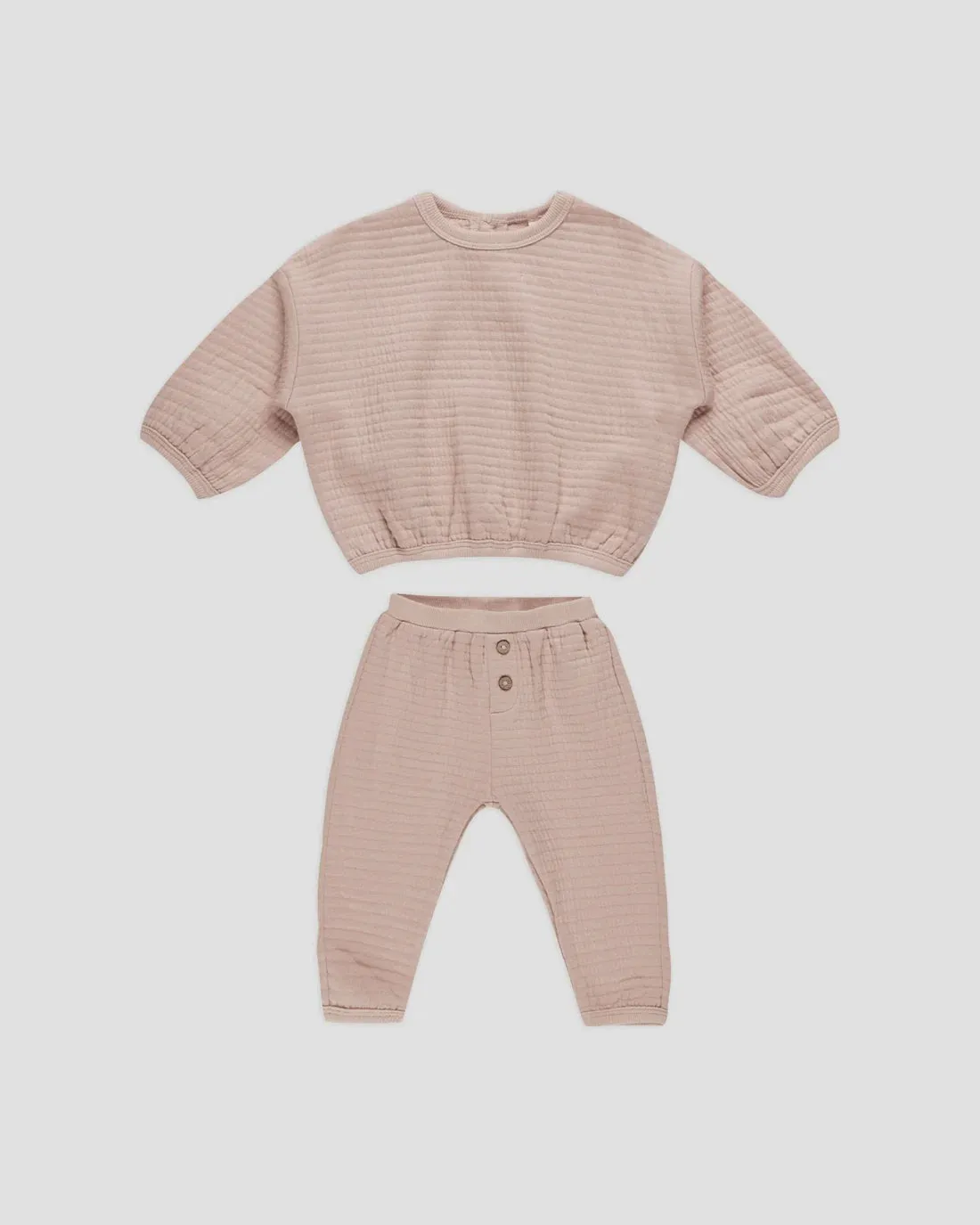 Quincy Mae - Textured Sweat Set - Blush