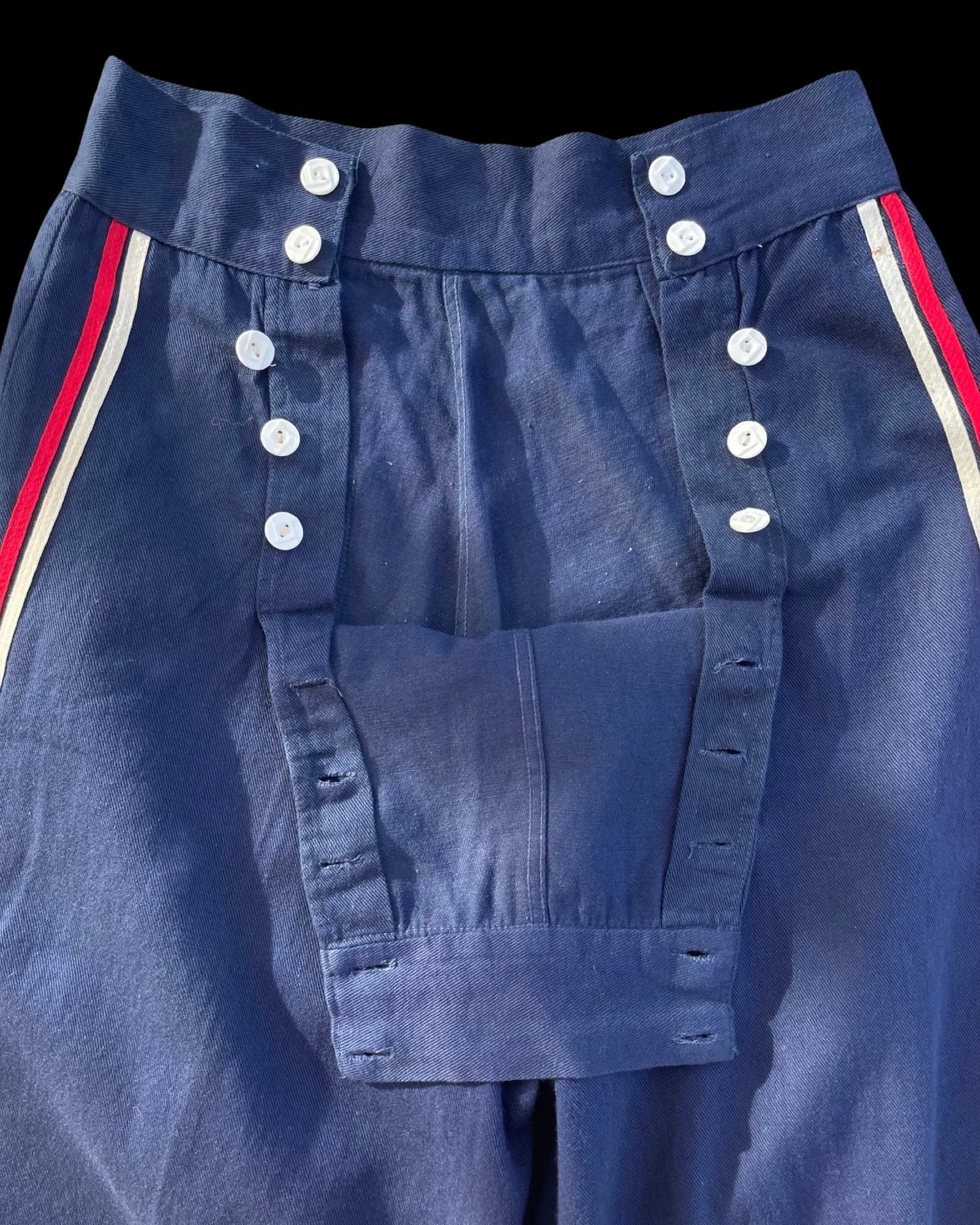 Rare 1930s Sportswear Fall Front Navy Cotton Twill Pants