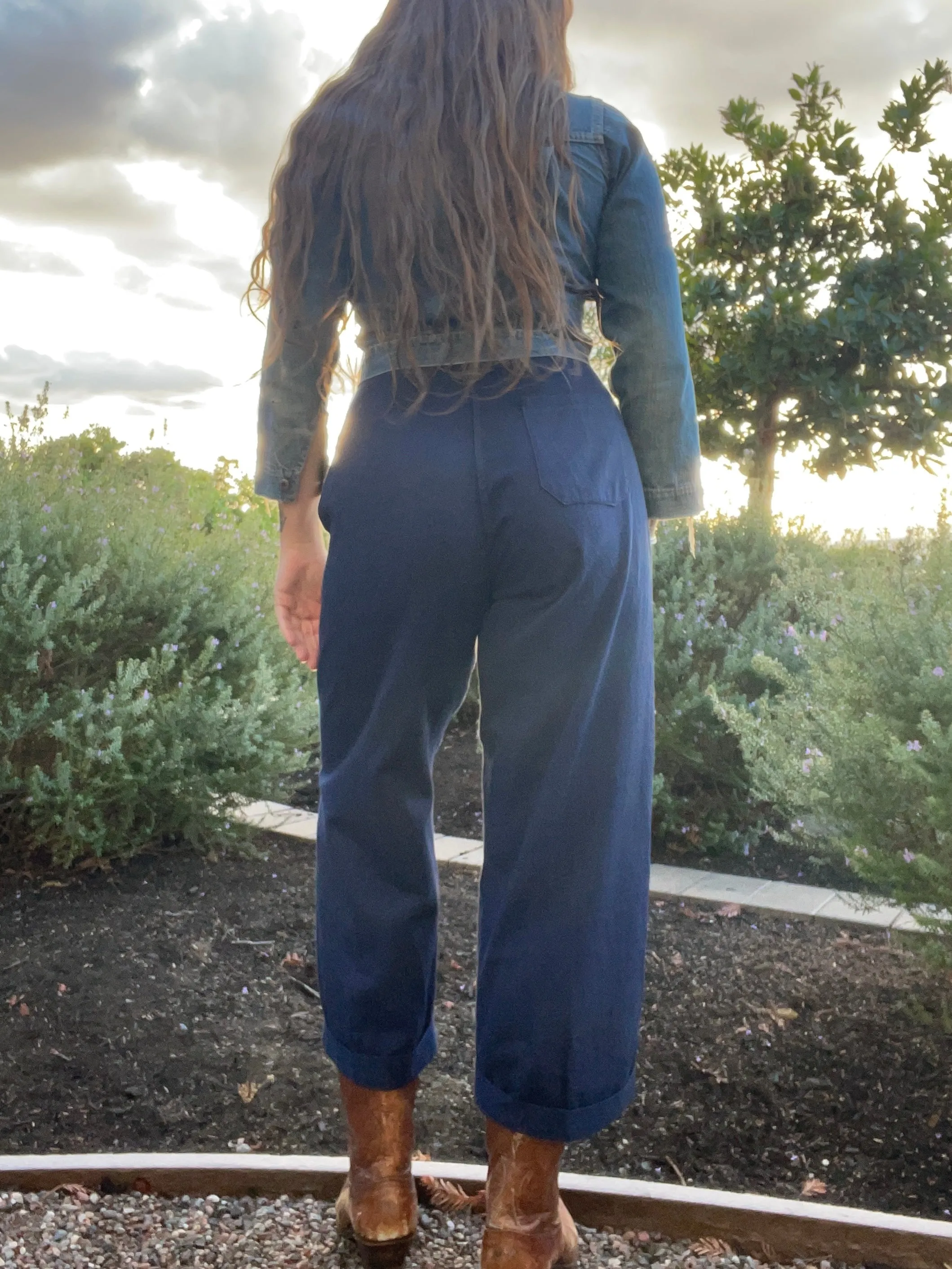 Rare 1930s Sportswear Fall Front Navy Cotton Twill Pants