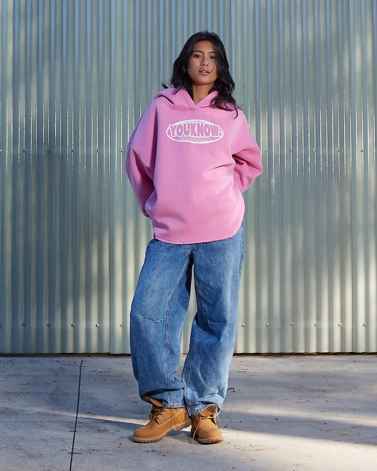RAW HEM HOODIE | Pink