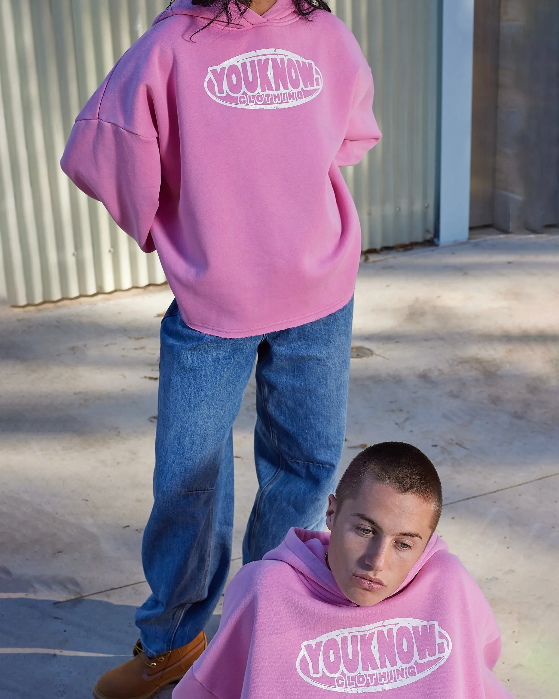 RAW HEM HOODIE | Pink