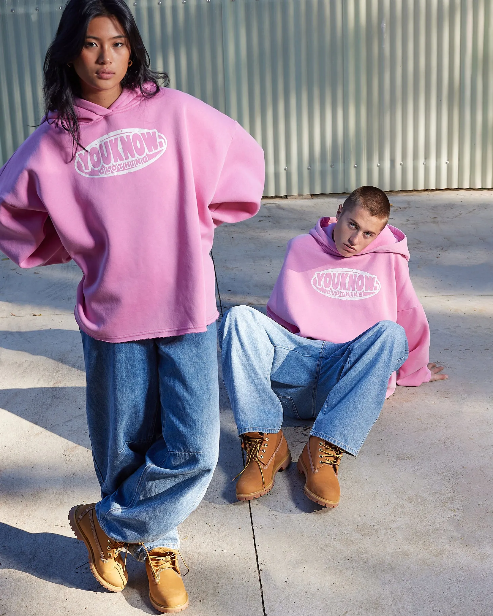 RAW HEM HOODIE | Pink