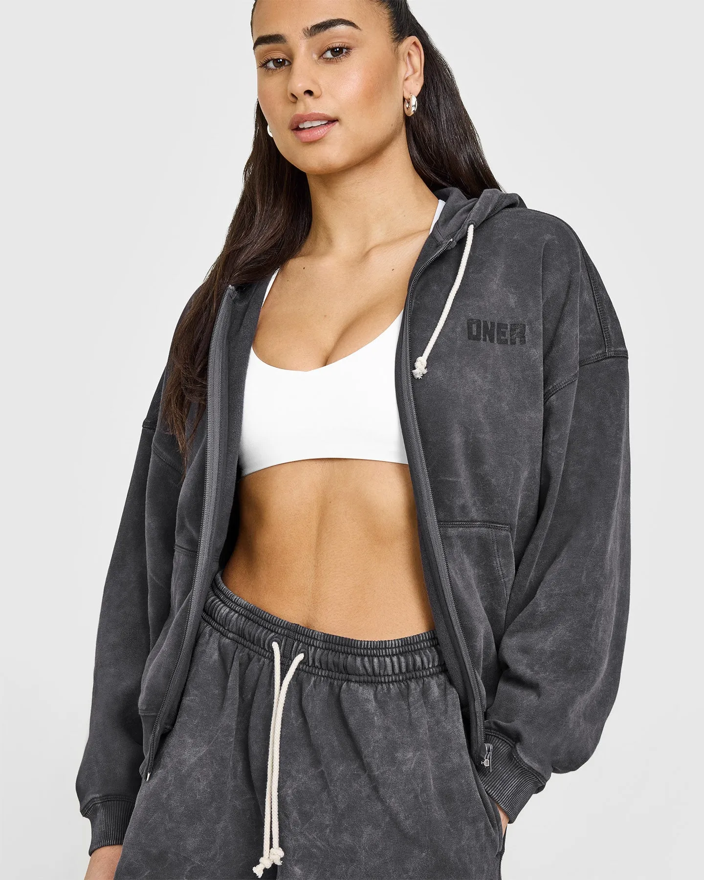 Raw Lounge Oversized Zip Hoodie | Coal