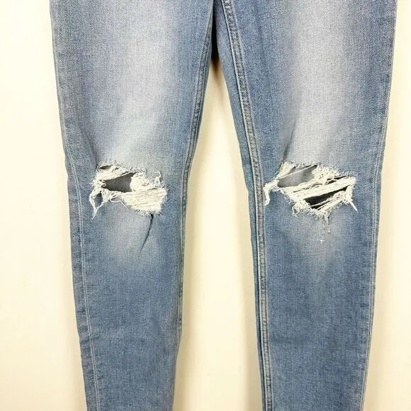 ReDone Women's 25 90's High Rise Ankle Crop Jean Distressed Button Fly Denim New