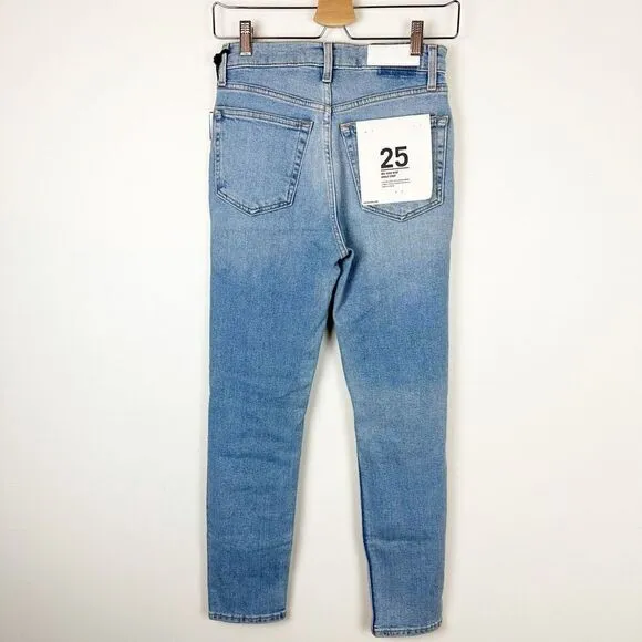 ReDone Women's 25 90's High Rise Ankle Crop Jean Distressed Button Fly Denim New