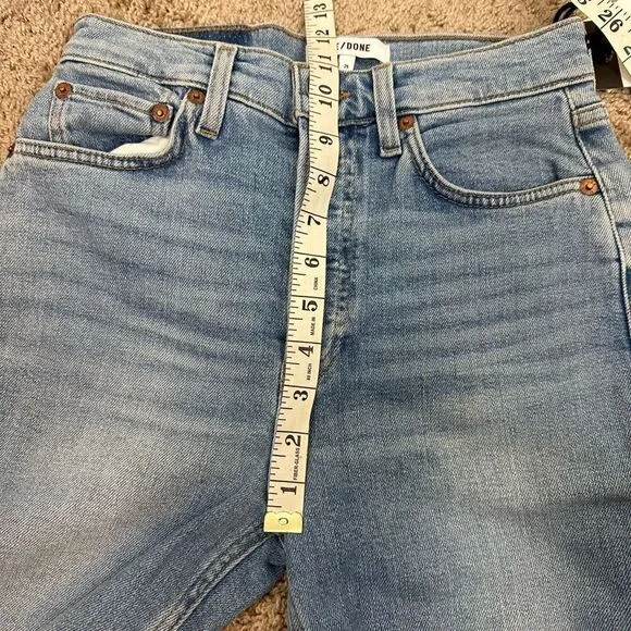 ReDone Women's 25 90's High Rise Ankle Crop Jean Distressed Button Fly Denim New