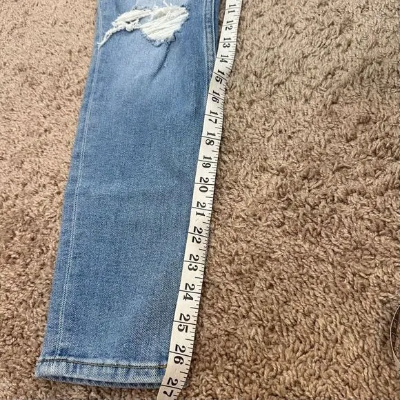 ReDone Women's 25 90's High Rise Ankle Crop Jean Distressed Button Fly Denim New