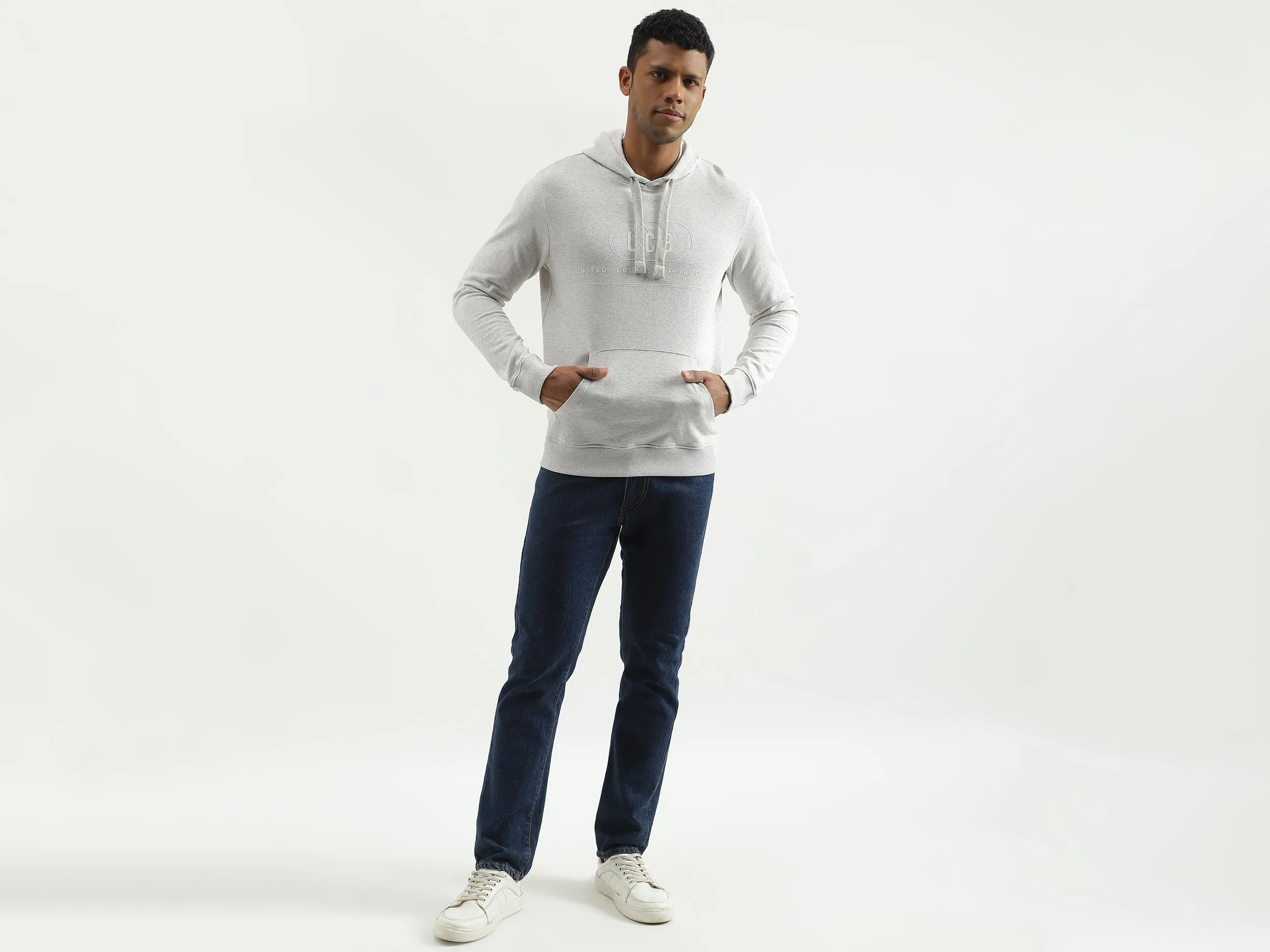 Regular Fit Hooded Solid Sweatshirt