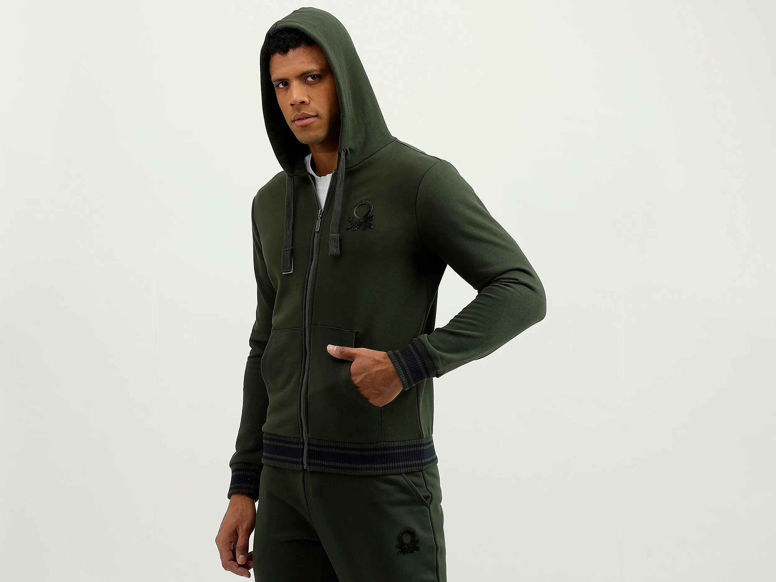 Regular Fit Hooded Solid Sweatshirt
