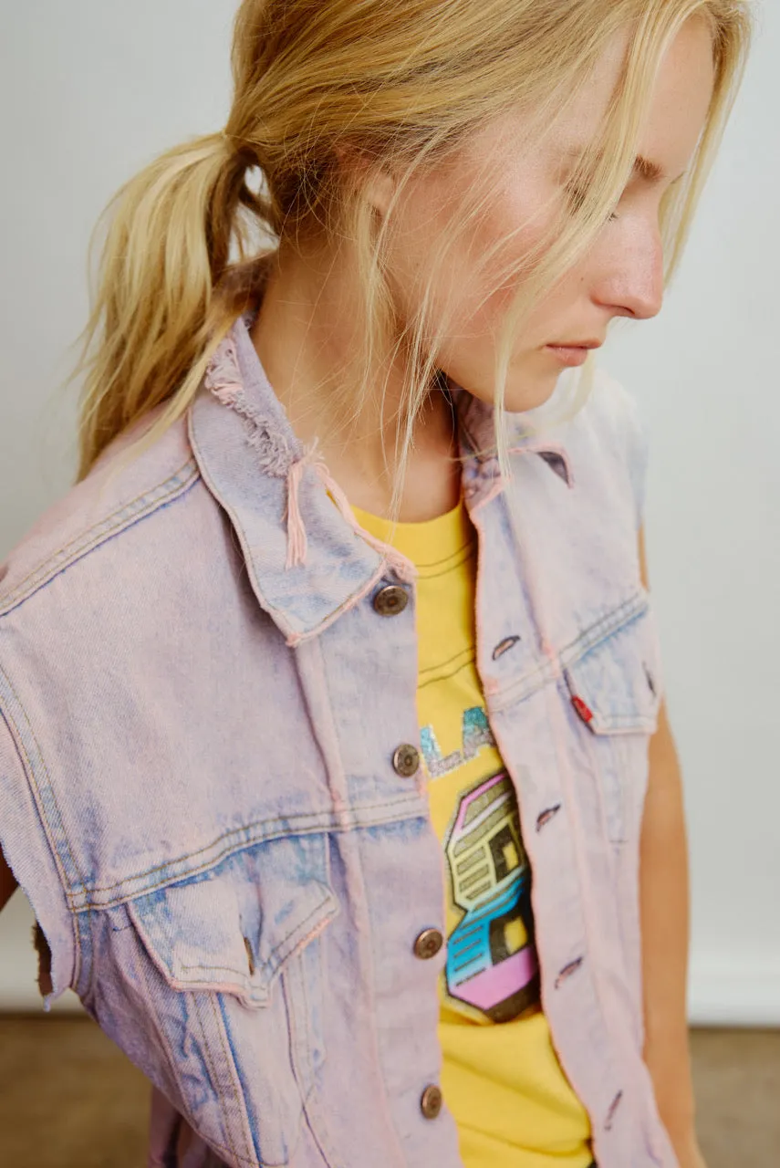 REWORK VINTAGE VEST - PINK DENIM