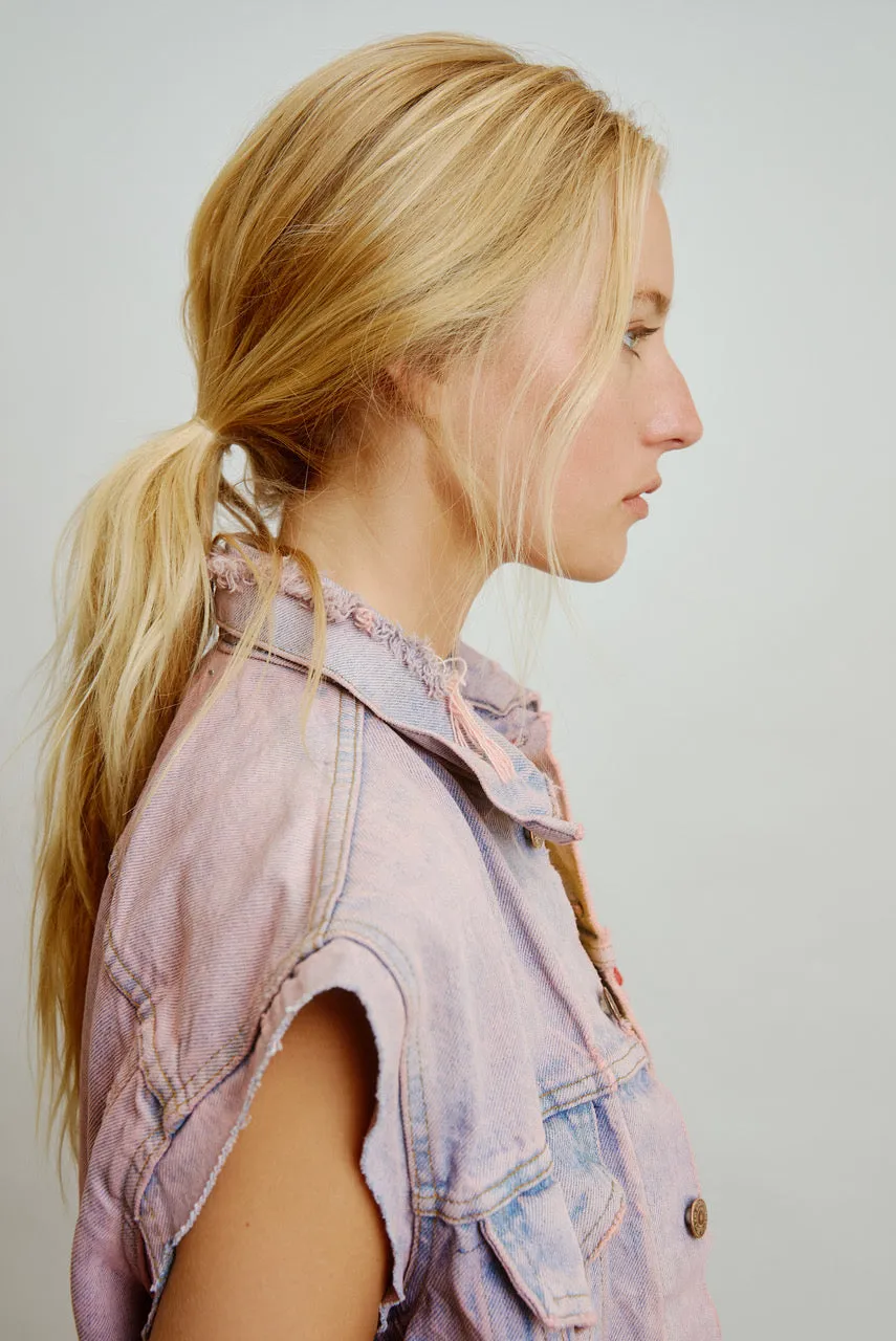 REWORK VINTAGE VEST - PINK DENIM