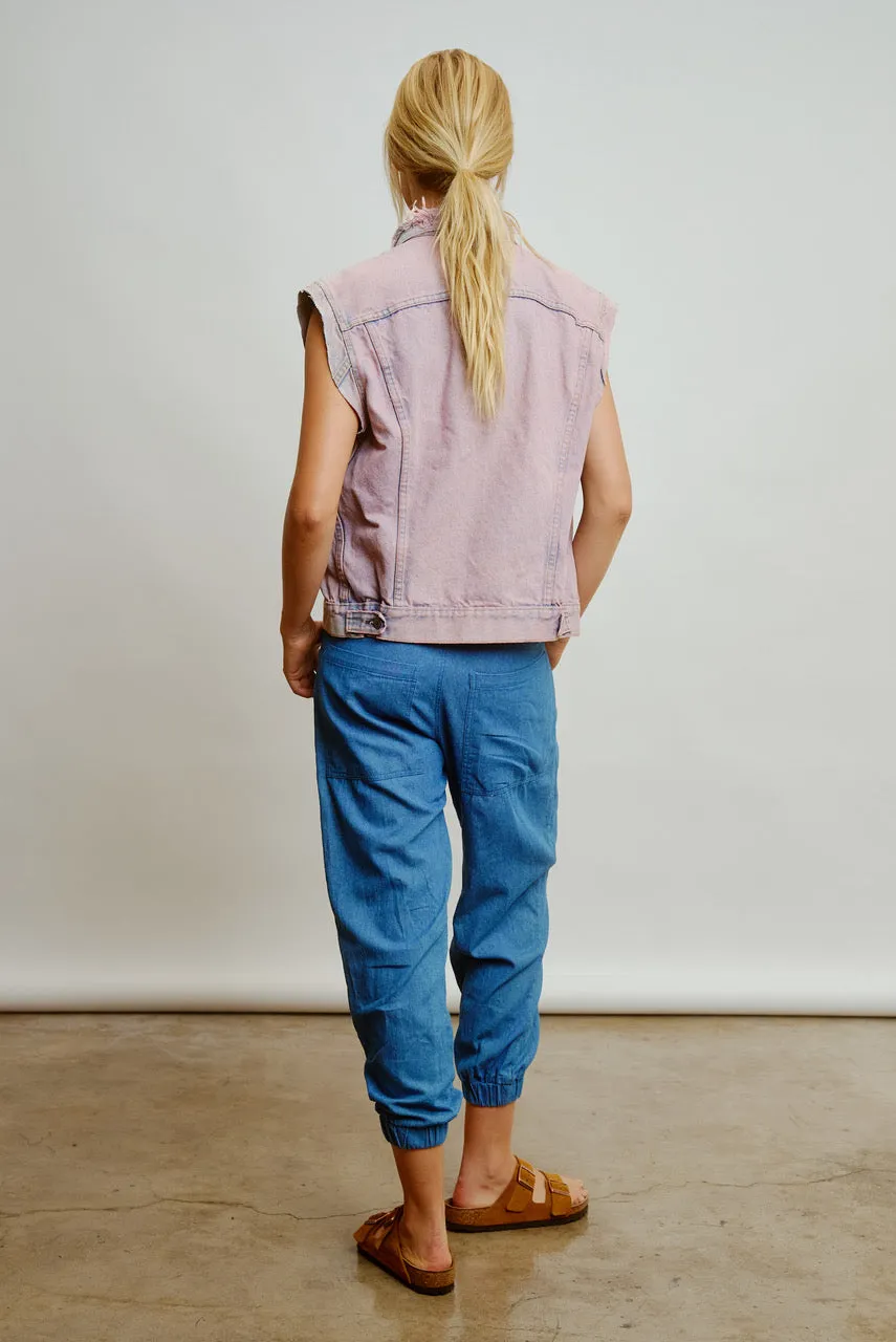 REWORK VINTAGE VEST - PINK DENIM